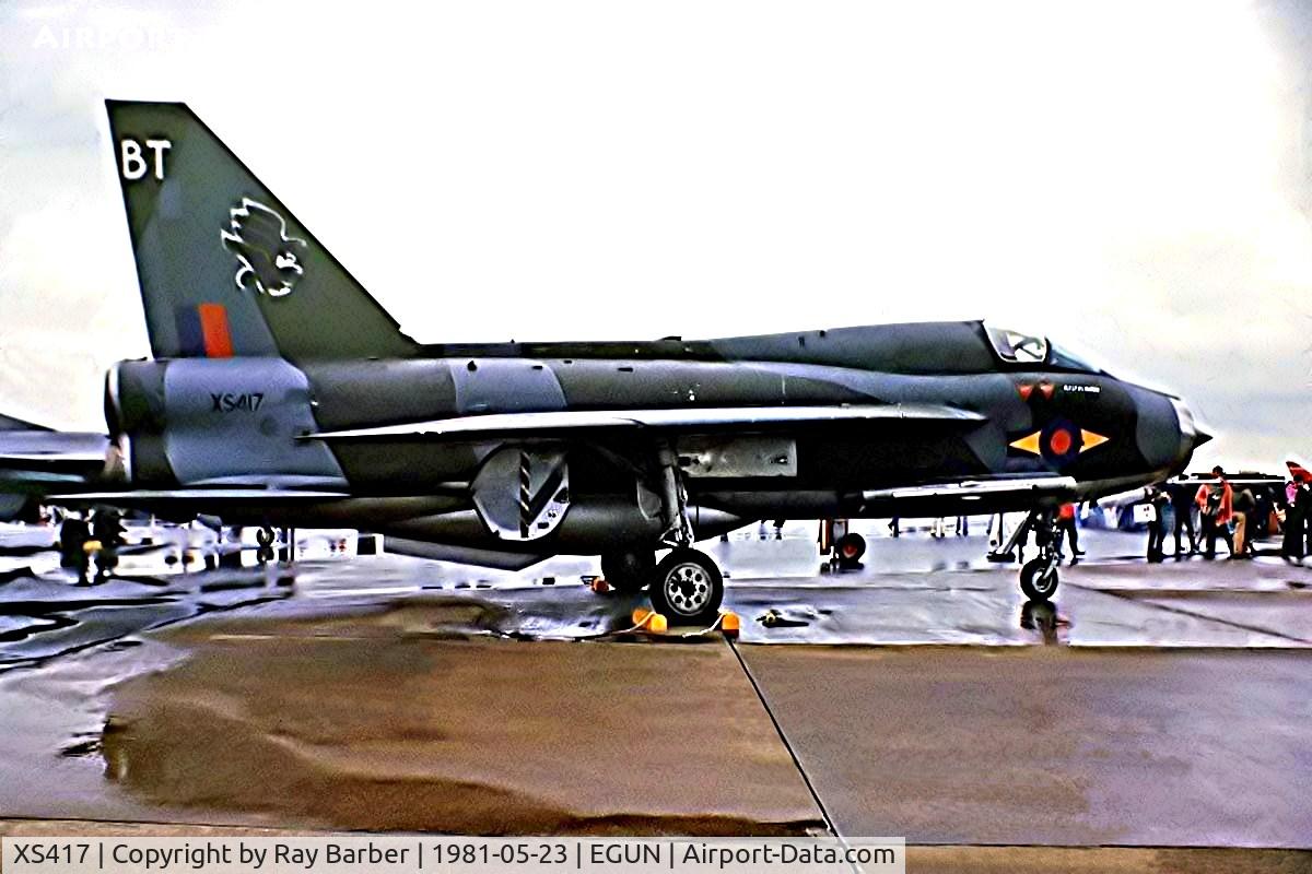XS417, 1964 English Electric Lightning T.5 C/N 95002, XS417   English Electric Lightning T.5 [B/95002] (RAF) RAF Mildenhall~G 23/05/1981. Image from a slide