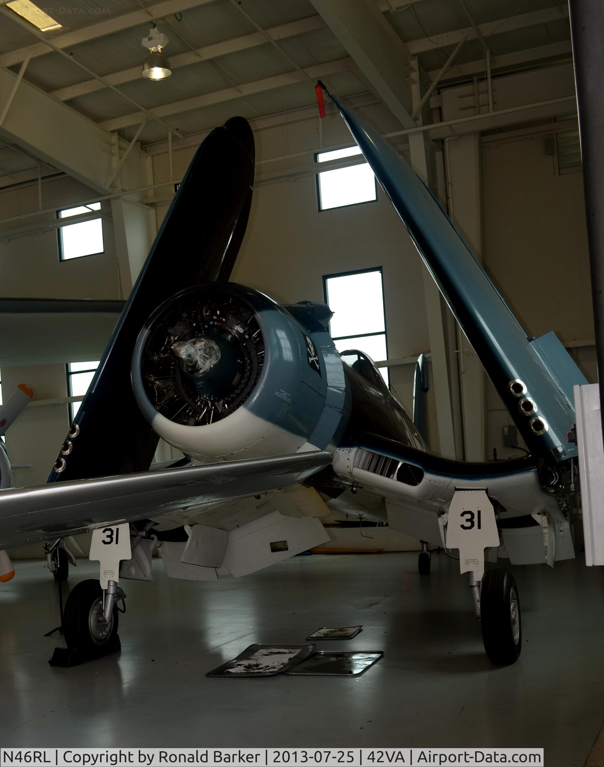N46RL, 1945 Goodyear FG-1D Corsair C/N Not found (92508/N46RL), BU 90508, Military Aviation Museum, VA