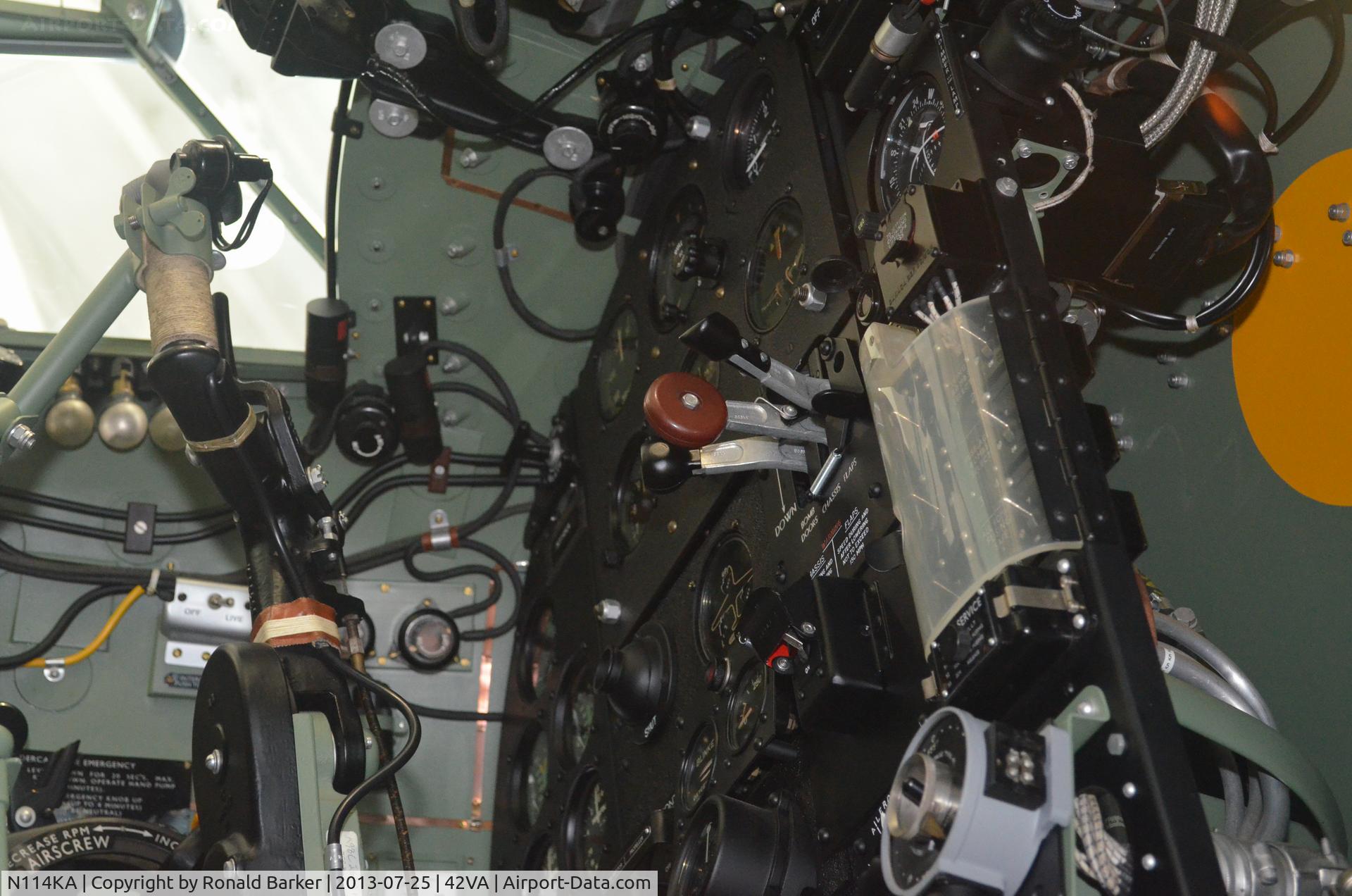 N114KA, 1945 De Havilland Mosquito FB.26 C/N KA114, Mosquito cockpit from below, Military Aviation Museum, Pungo, VA