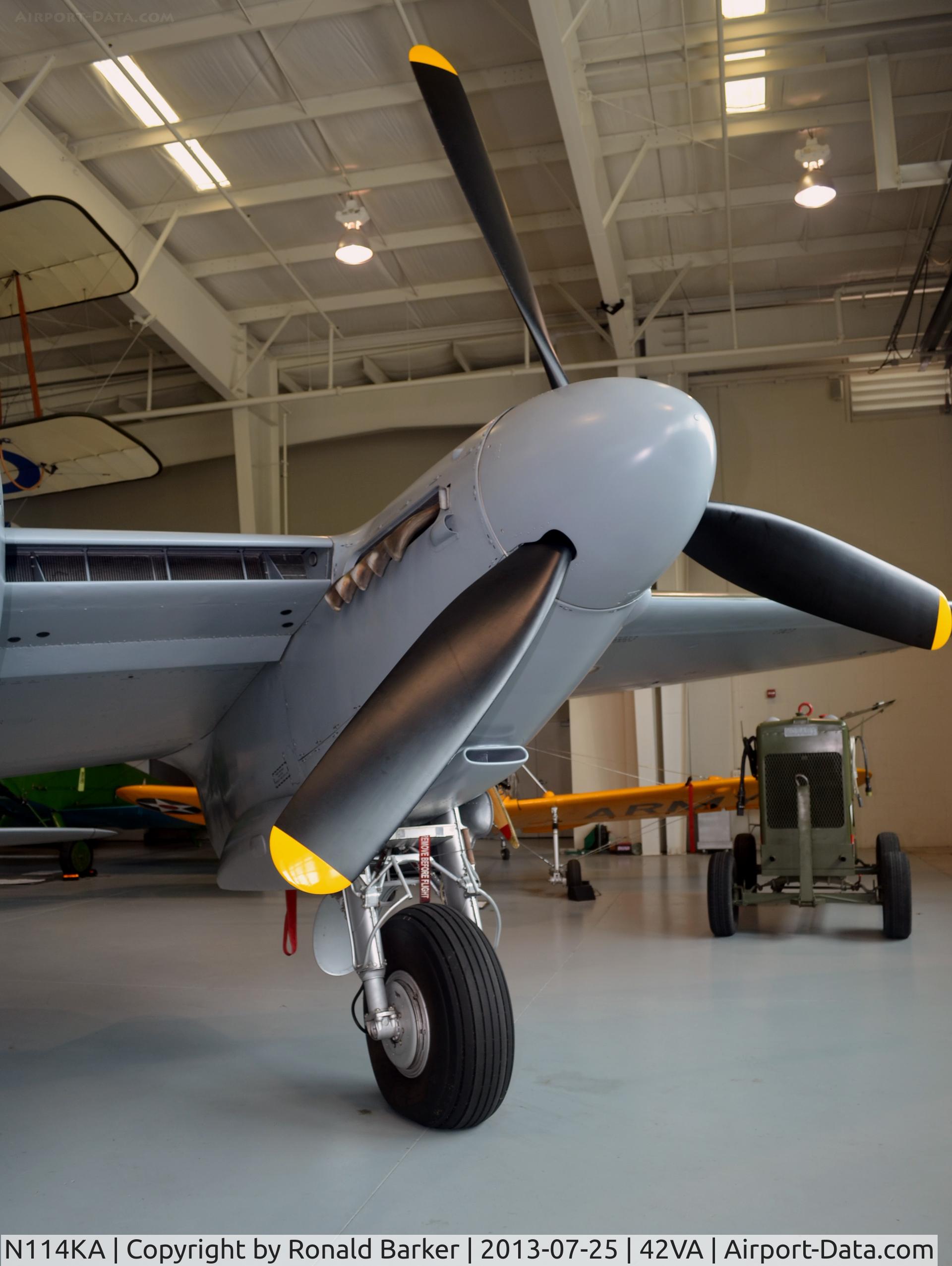 N114KA, 1945 De Havilland Mosquito FB.26 C/N KA114, Left engine, Military Aviation Museum, Pungo, VA