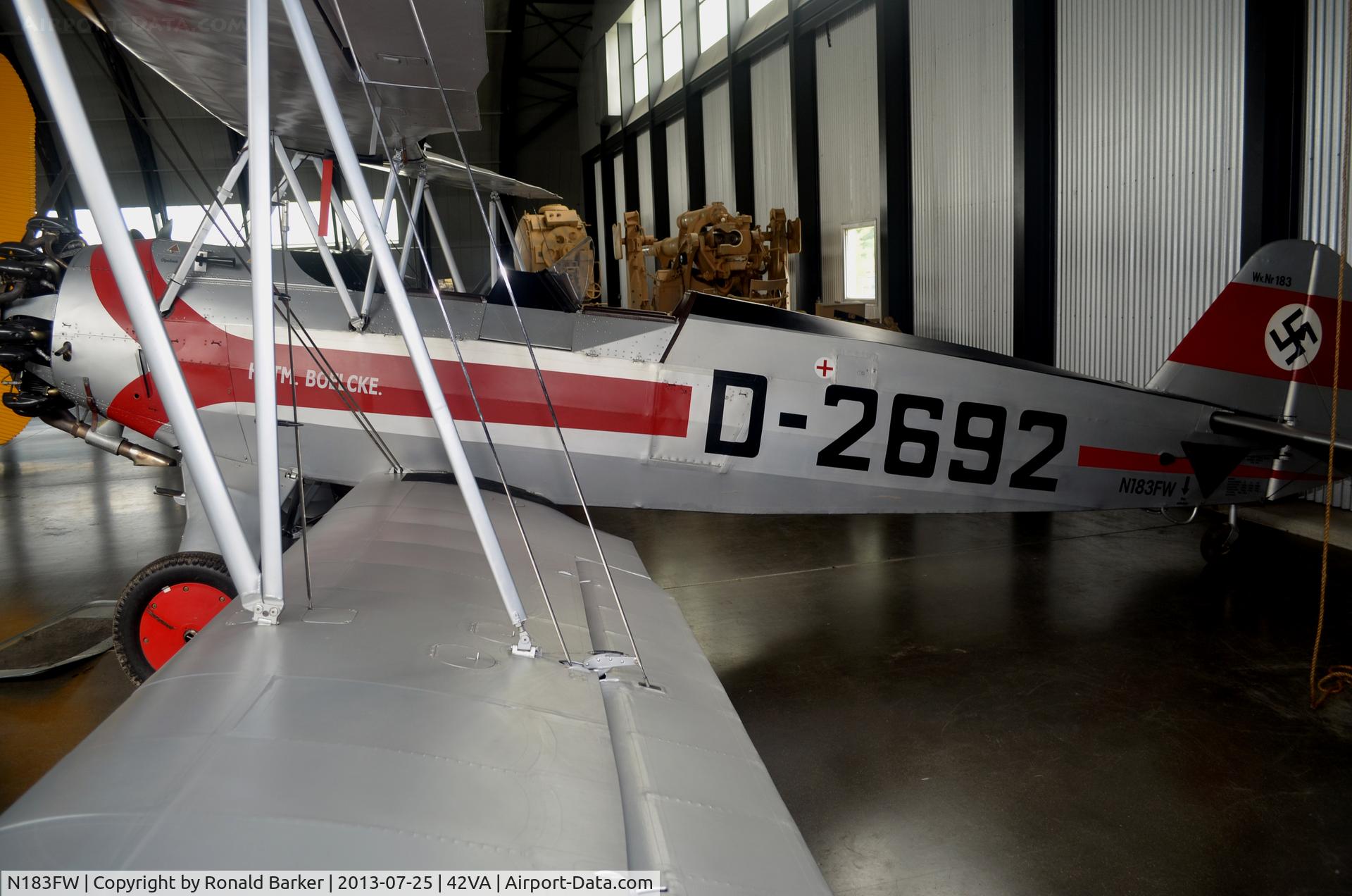 N183FW, 1937 Focke-Wulf Fw-44J Stieglitz C/N 183, Military Aviation Museum, Pungo, VA