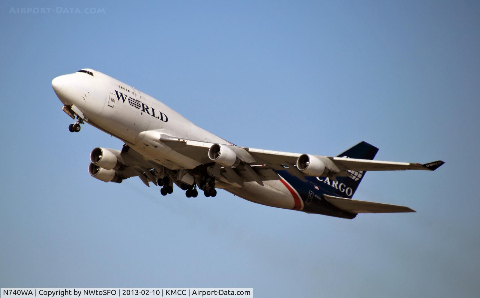 N740WA, 1993 Boeing 747-4H6 C/N 25700, Departing for a short hop to Travis AFB.