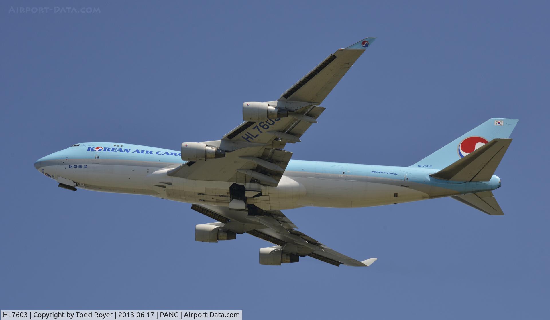 HL7603, 2005 Boeing 747-4B5F/ER/SCD C/N 34302, Departing Anchorage