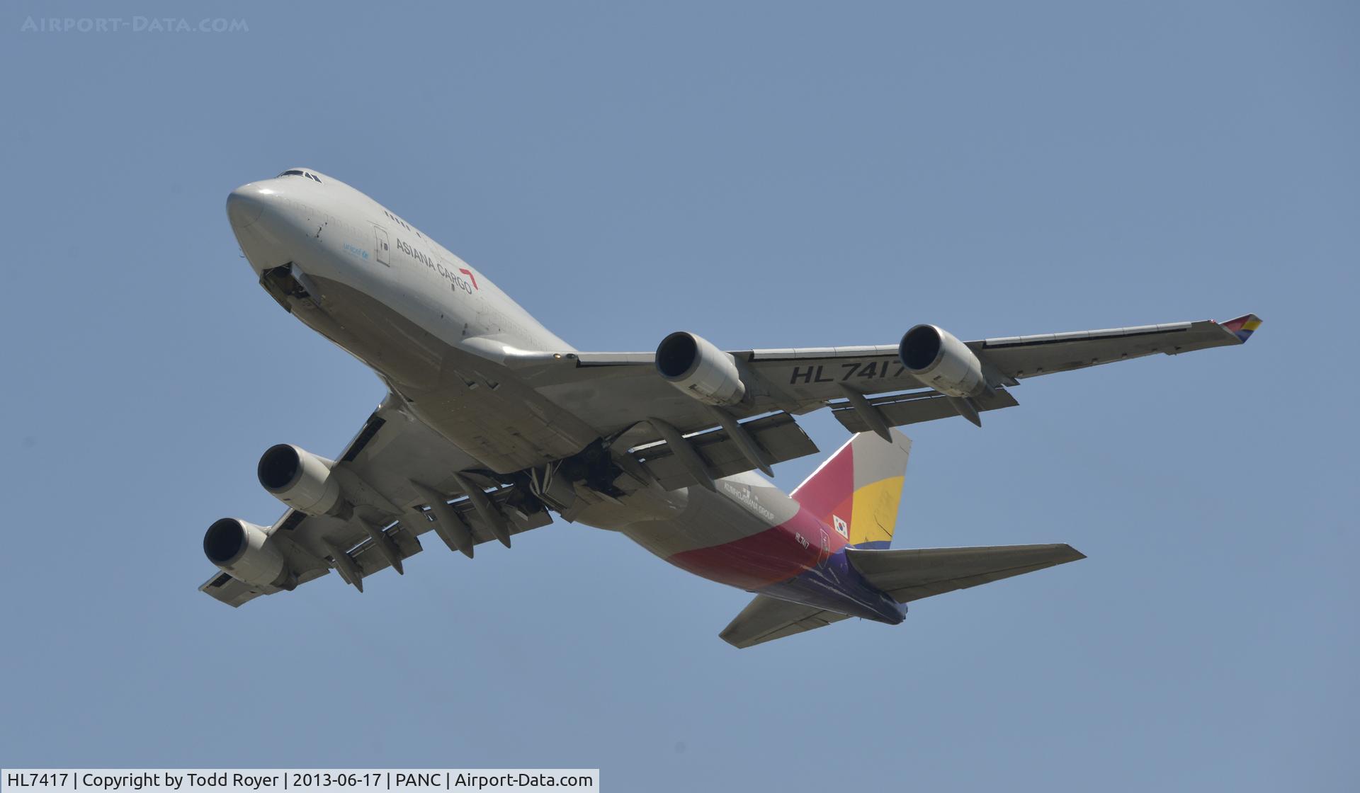 HL7417, 1993 Boeing 747-48EM(BDSF) C/N 25779, Departing Anchorage
