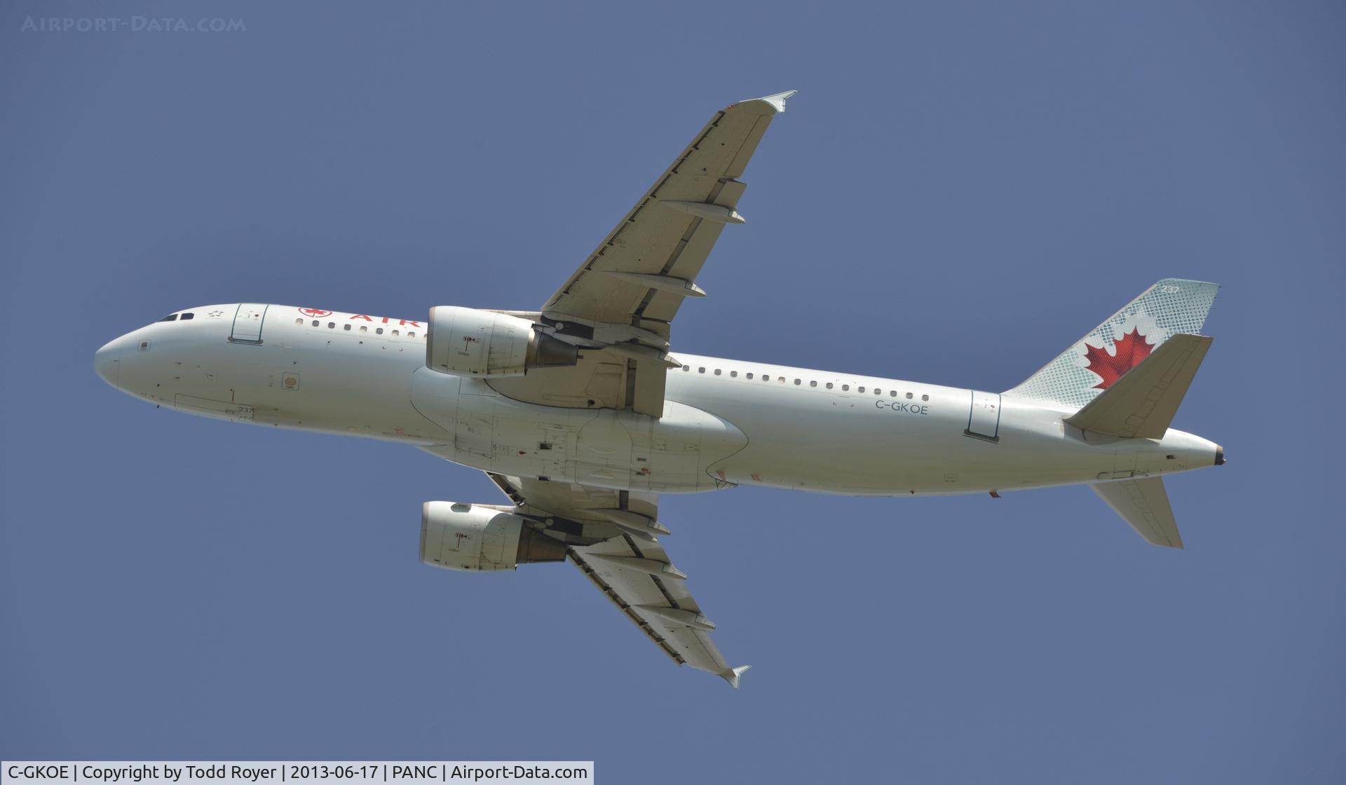 C-GKOE, 2002 Airbus A320-214 C/N 1874, Departing Anchorage