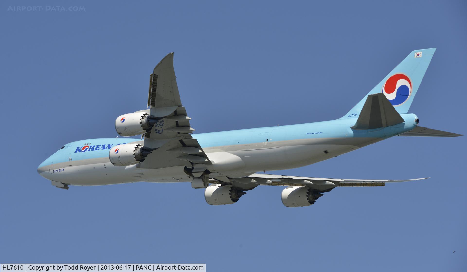 HL7610, 2012 Boeing 747-8HT/F C/N 37133, Departing Anchorage
