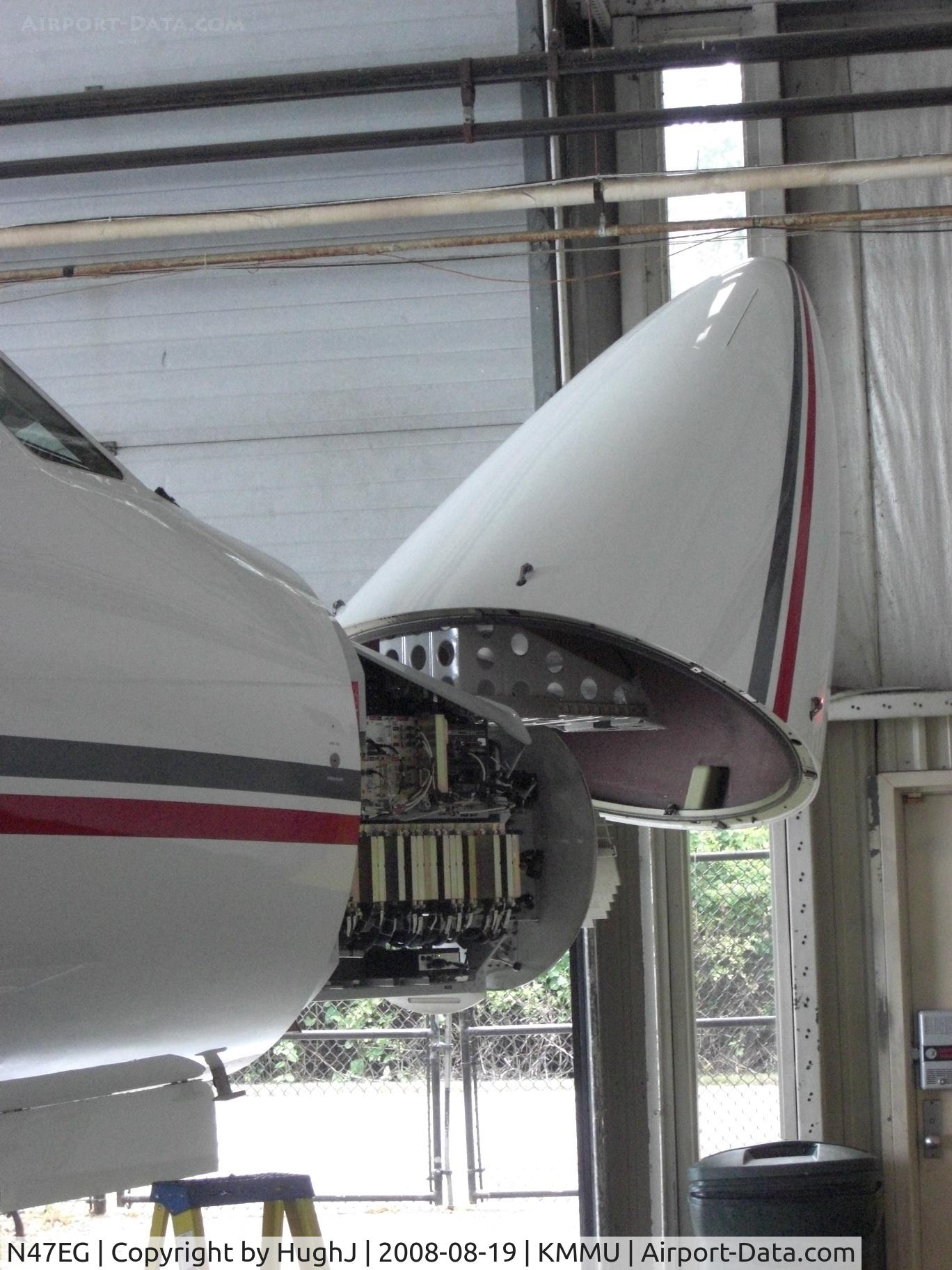 N47EG, 2005 Dassault Falcon 900EX C/N 154, Right inside view nose fuselage and Radar