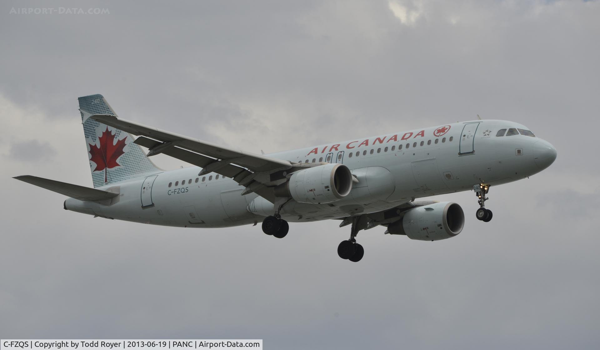 C-FZQS, 2003 Airbus A320-214 C/N 2145, Arriving at Anchorage
