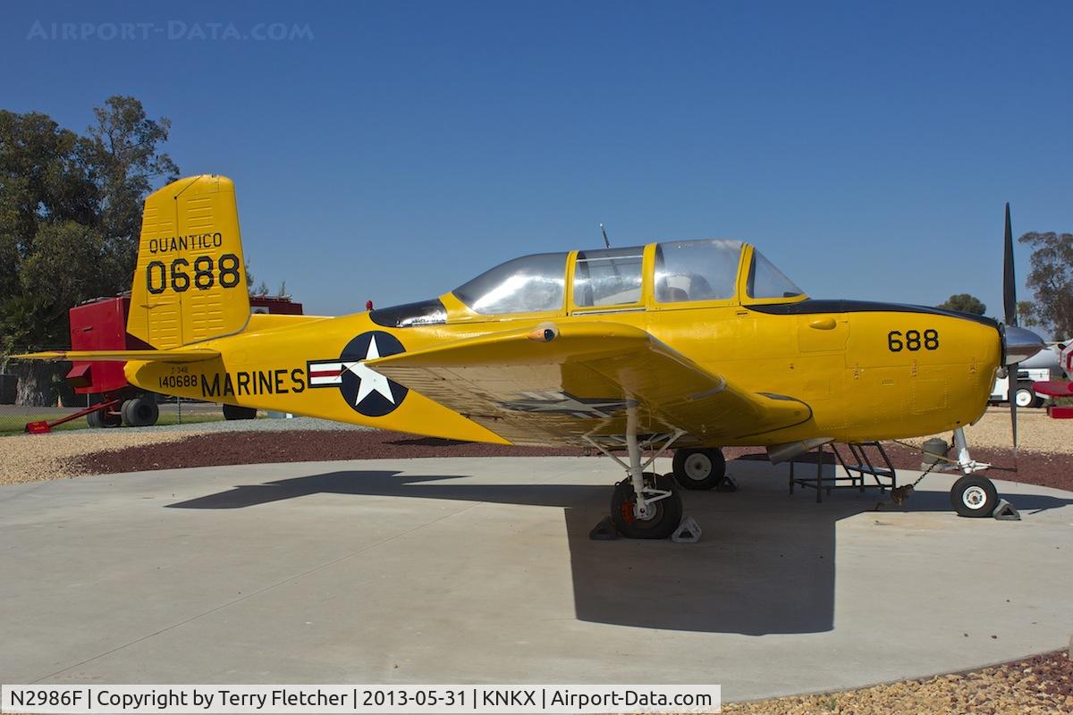 N2986F, 1955 Beech D-45 (T-34B) Mentor C/N BG-22, Displayed at the Flying Leatherneck Aviation Museum in San Diego, California ex Bu140688