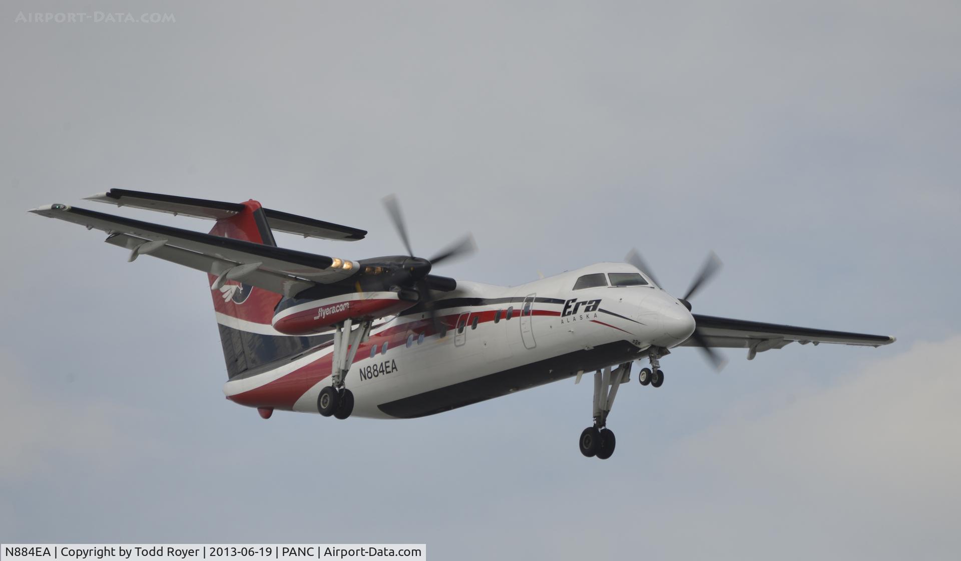 N884EA, 1994 De Havilland Canada DHC-8-106 Dash 8 C/N 387, Arriving at Anchorage