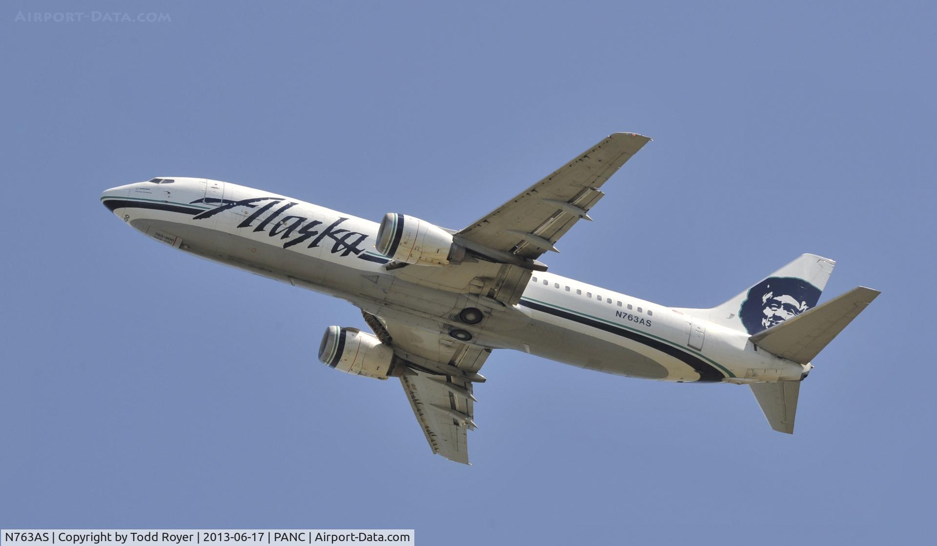 N763AS, 1992 Boeing 737-4Q8 C/N 25100, Departing Anchorage
