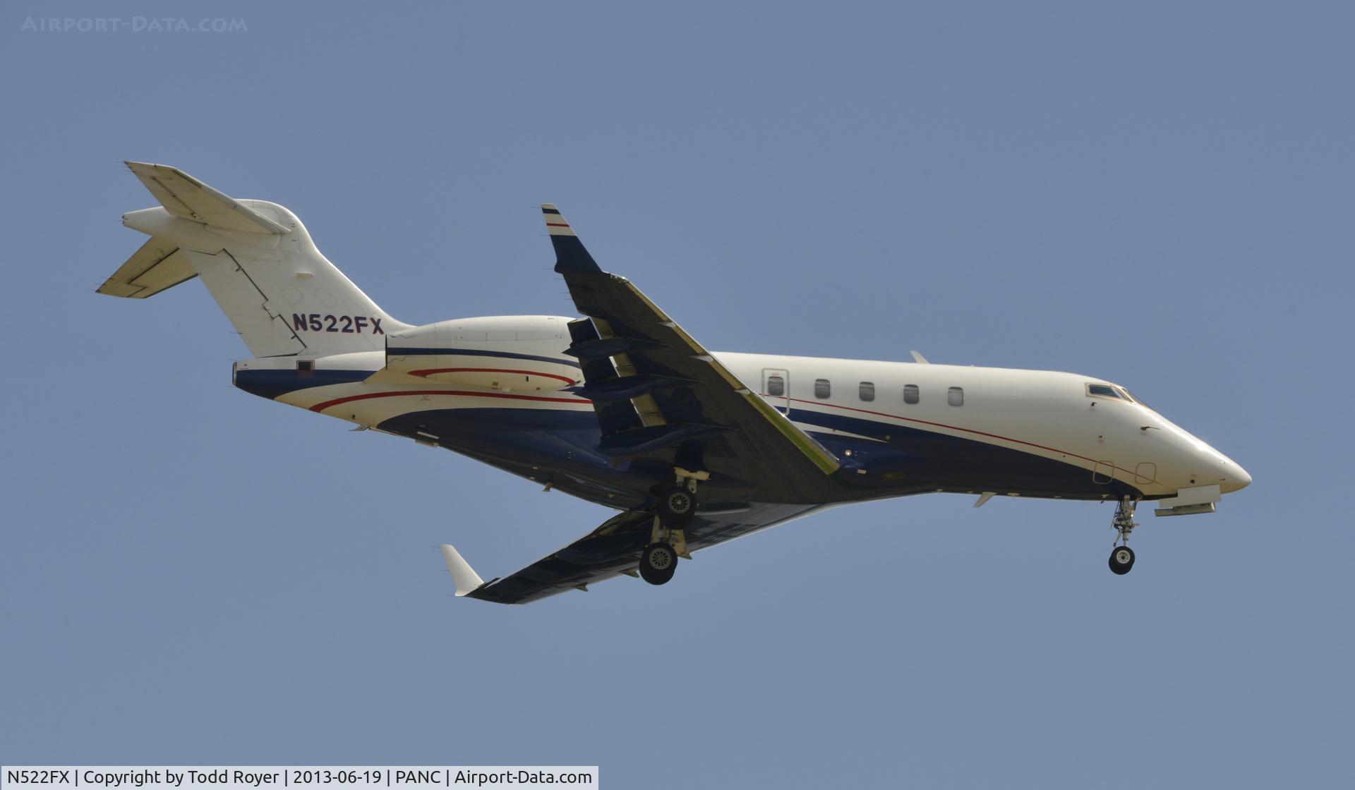 N522FX, 2005 Bombardier Challenger 300 (BD-100-1A10) C/N 20064, Arriving at Anchorage