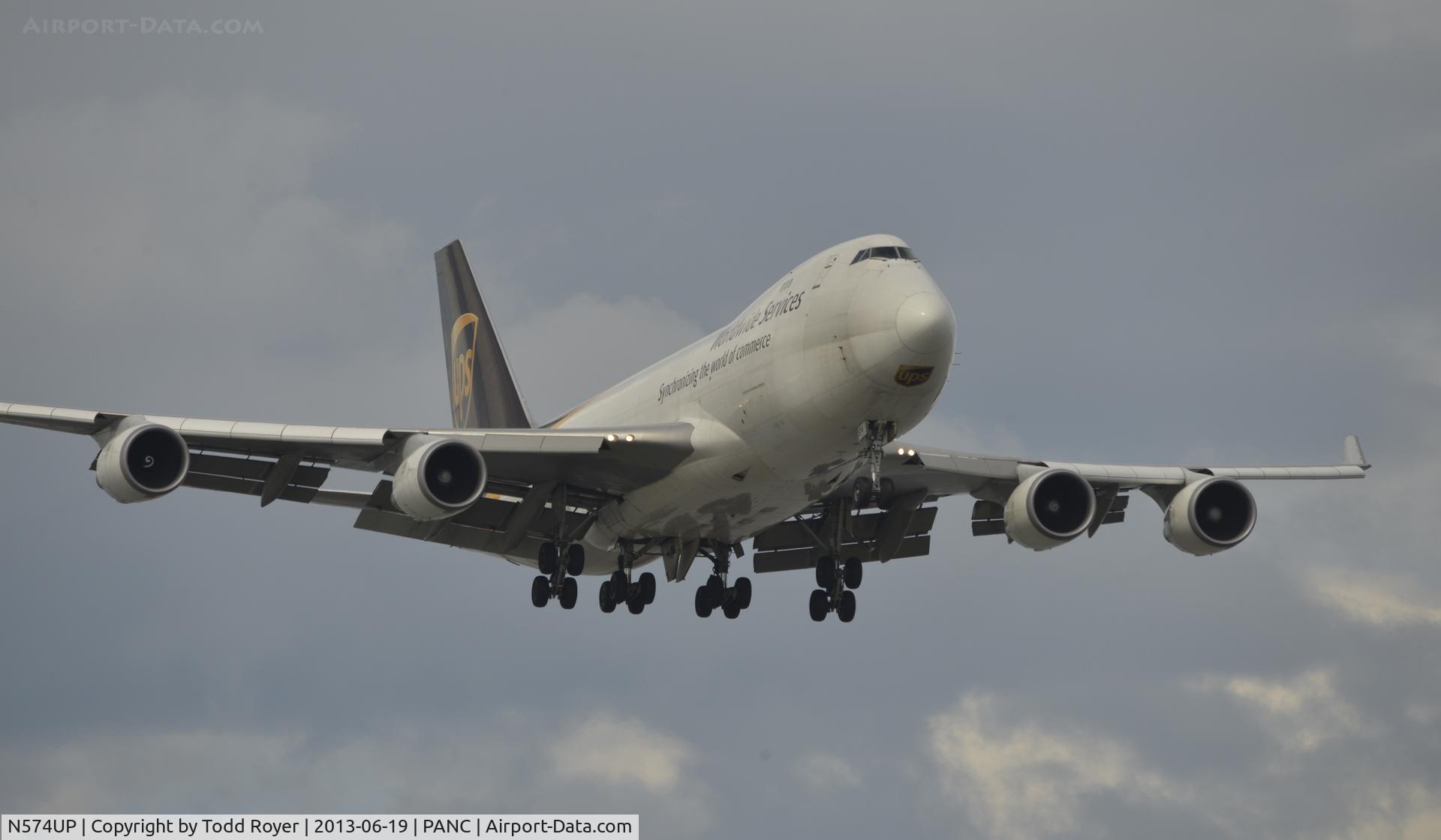 N574UP, 2008 Boeing 747-44AF C/N 35663, Arriving at Anchorage