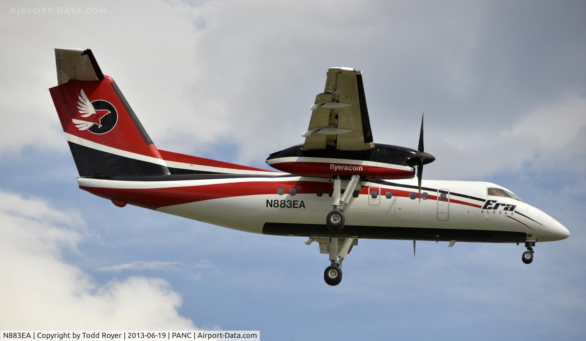N883EA, 1991 De Havilland Canada DHC-8-106 Dash 8 C/N 260, Arriving at Anchorage