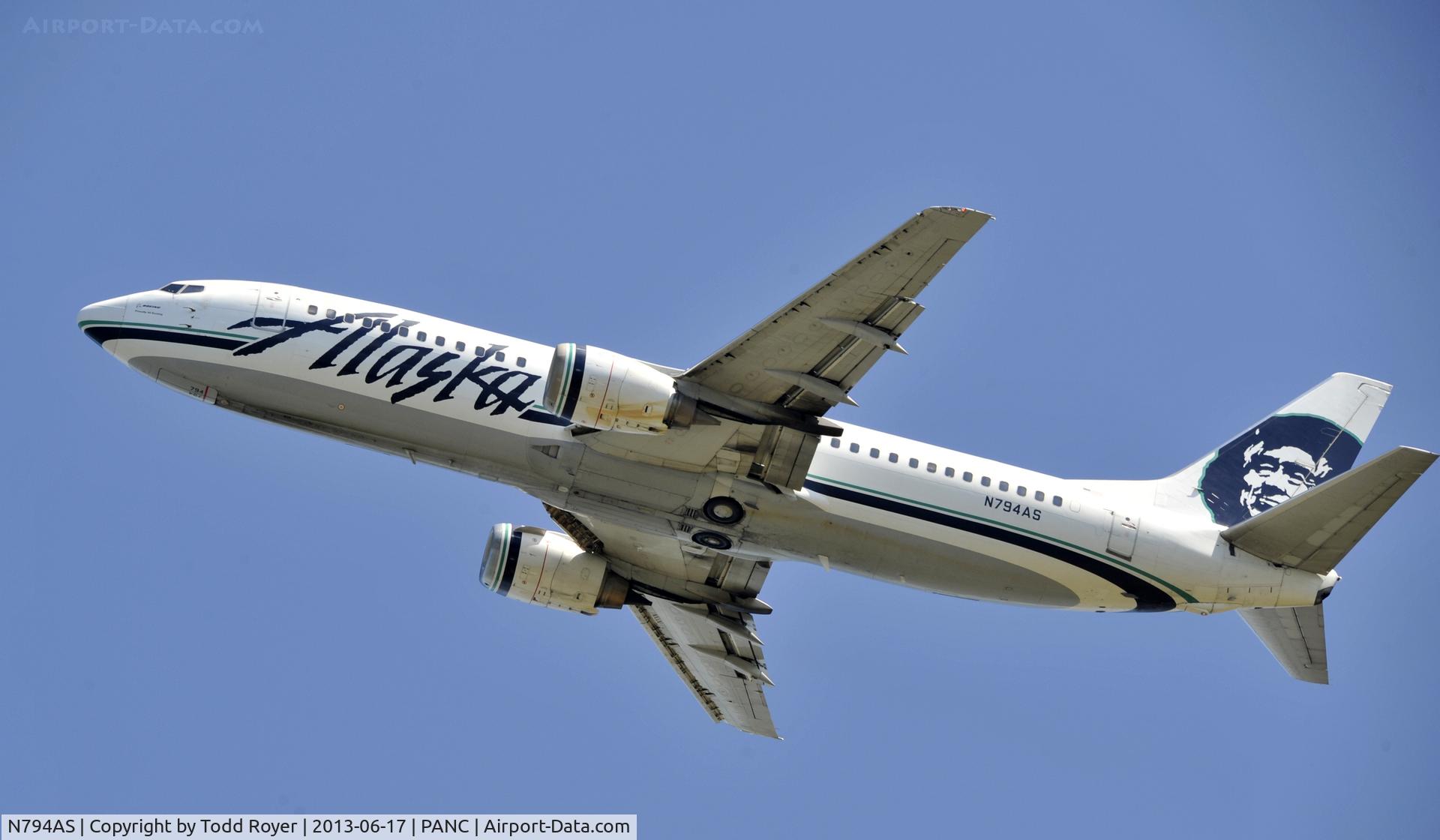 N794AS, 1998 Boeing 737-490 C/N 28889, Departing Anchorage