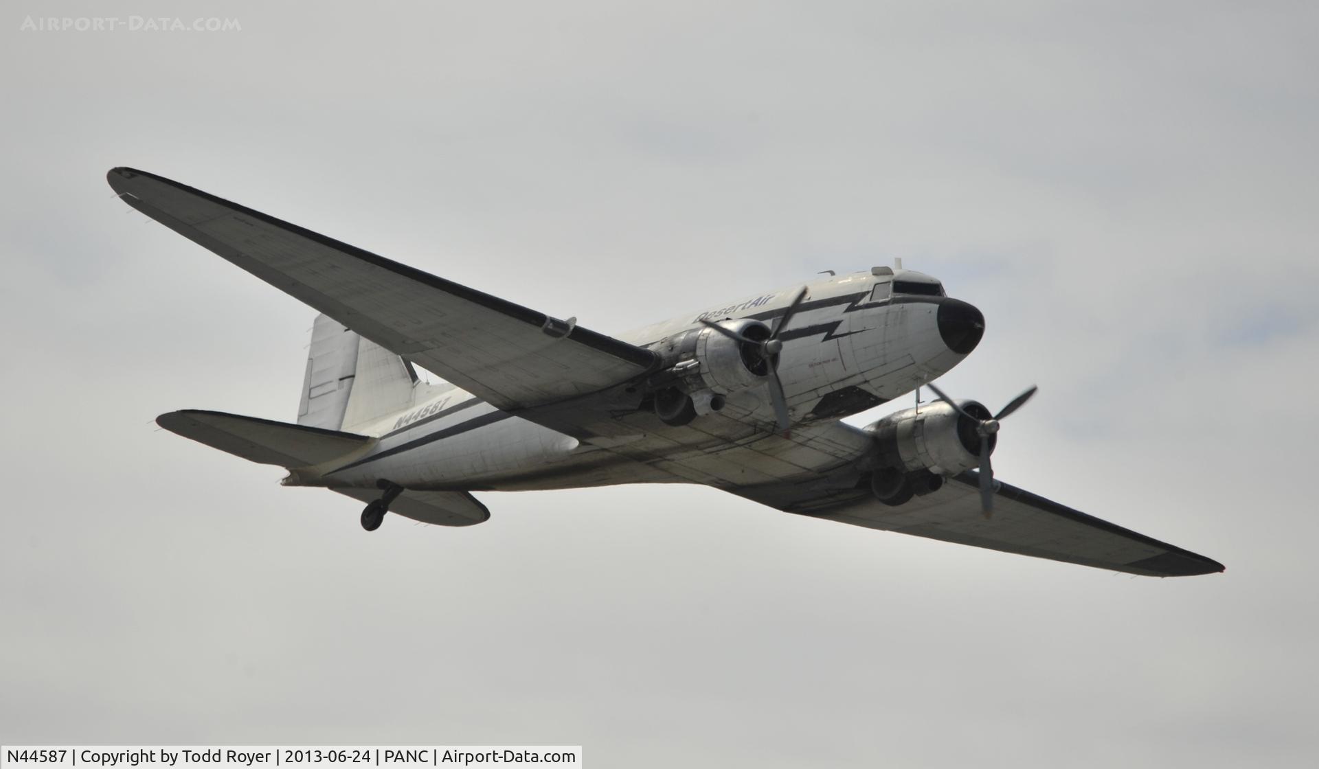 N44587, 1944 Douglas C-47A-20-DK Skytrain  (DC-3C) C/N 12857, Departing Anchorage