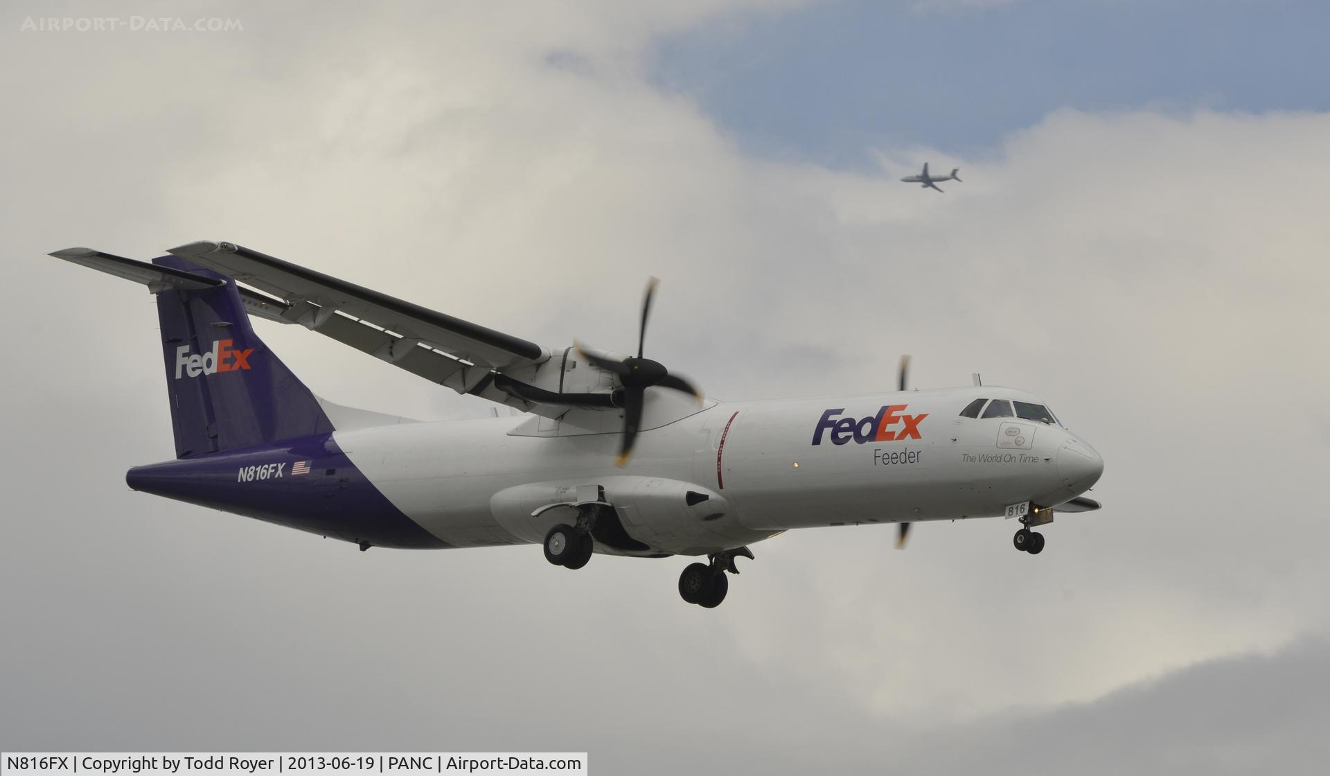 N816FX, 1993 ATR 72-212 C/N 347, Arriving at Anchorage