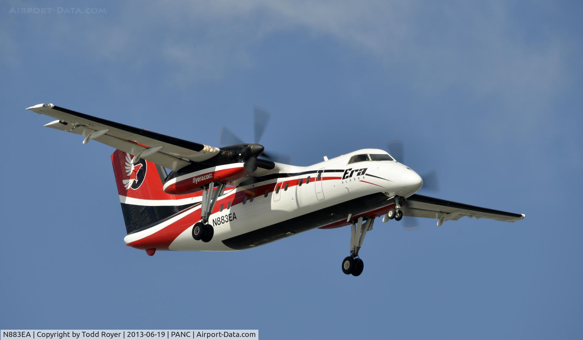 N883EA, 1991 De Havilland Canada DHC-8-106 Dash 8 C/N 260, Arriving at Anchorage