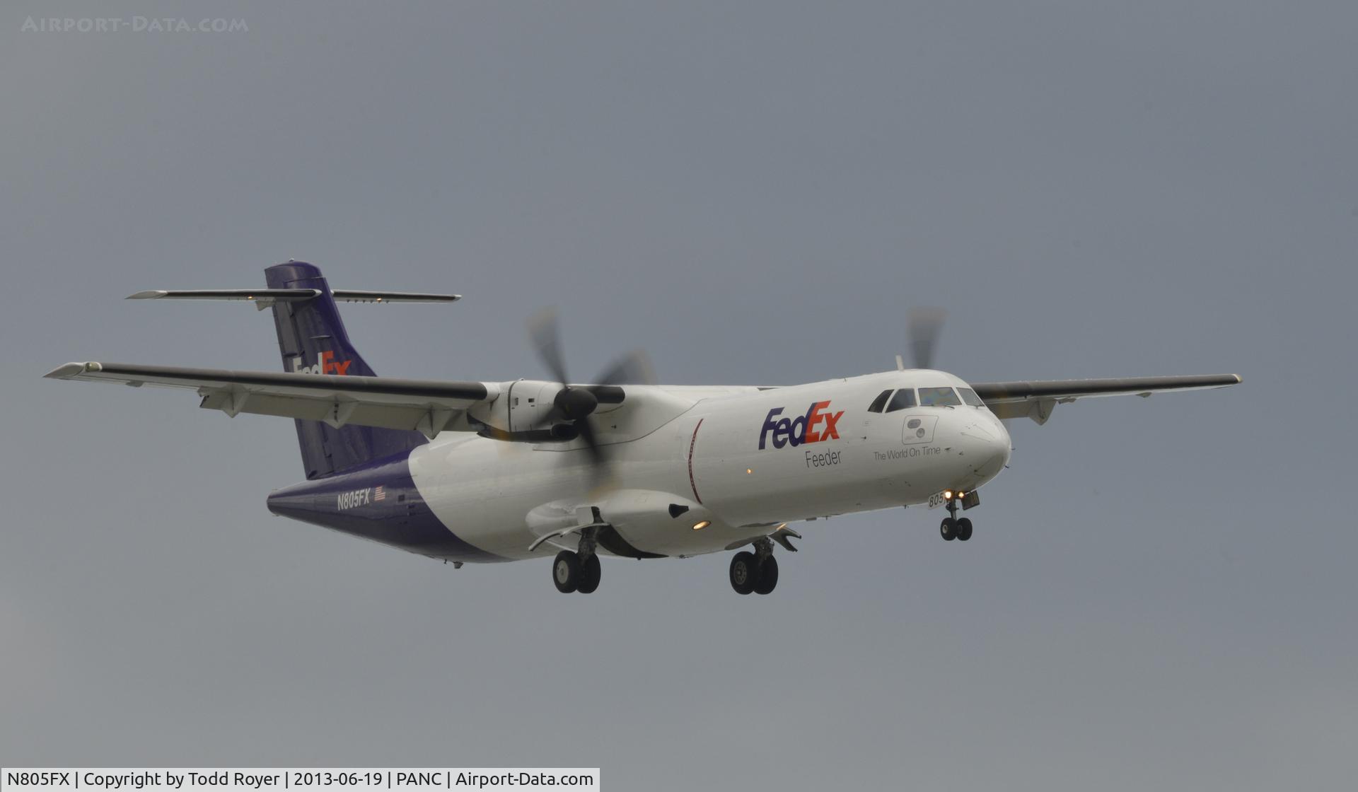 N805FX, 1993 ATR 72-212 C/N 372, Arriving at Anchorage
