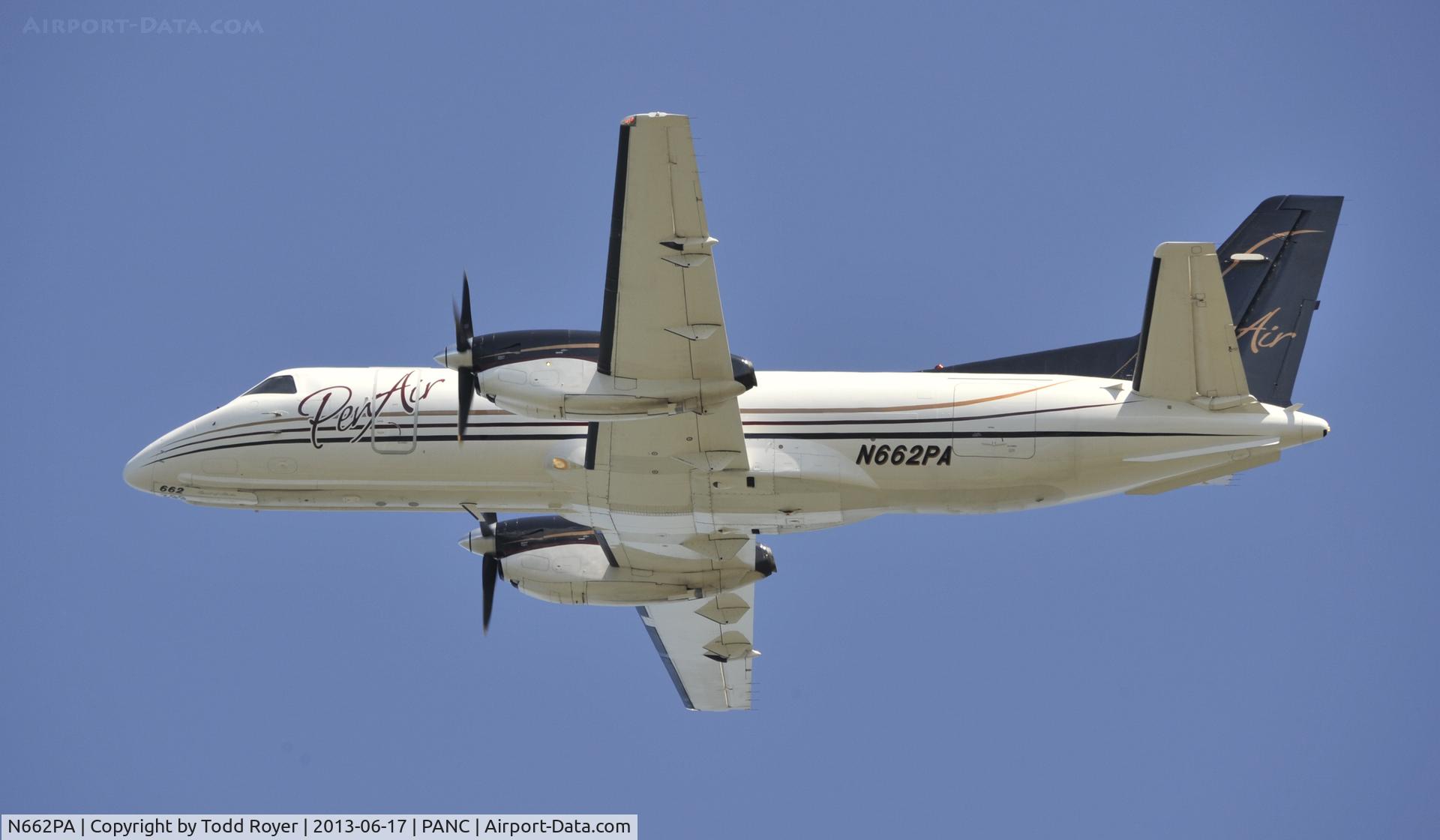 N662PA, 1988 Saab 340A C/N 340A-109, Departing Anchorage