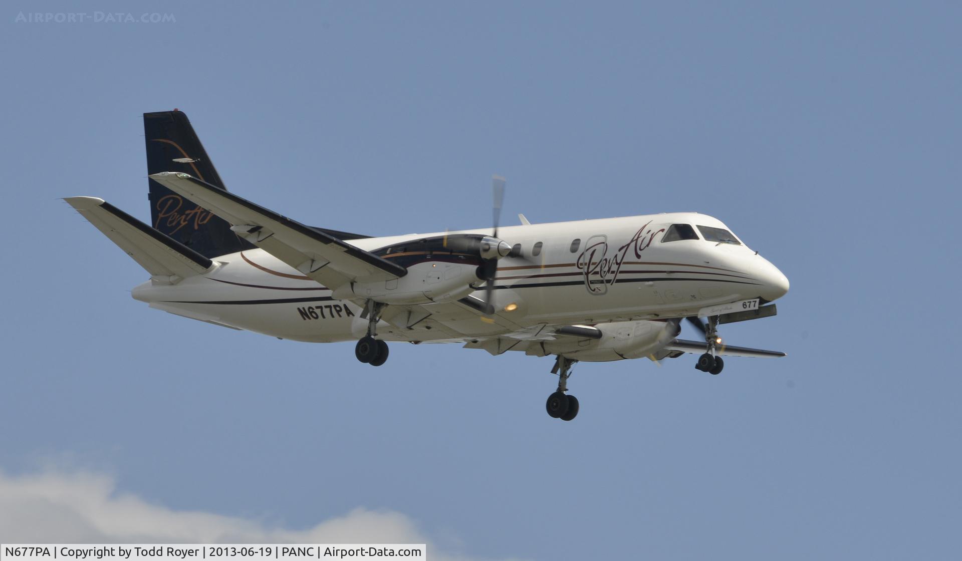 N677PA, 1992 Saab 340B C/N 340B-328, Arriving at Anchorage