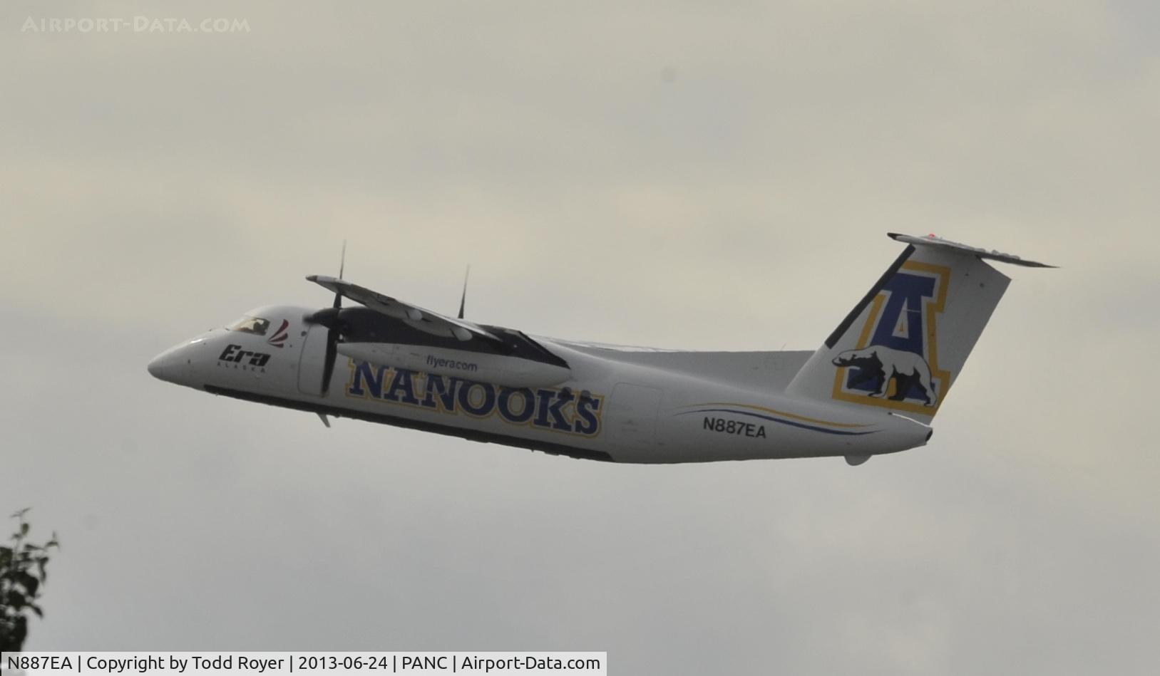 N887EA, 1993 De Havilland Canada DHC-8-106 Dash 8 C/N 351, Departing Anchorage