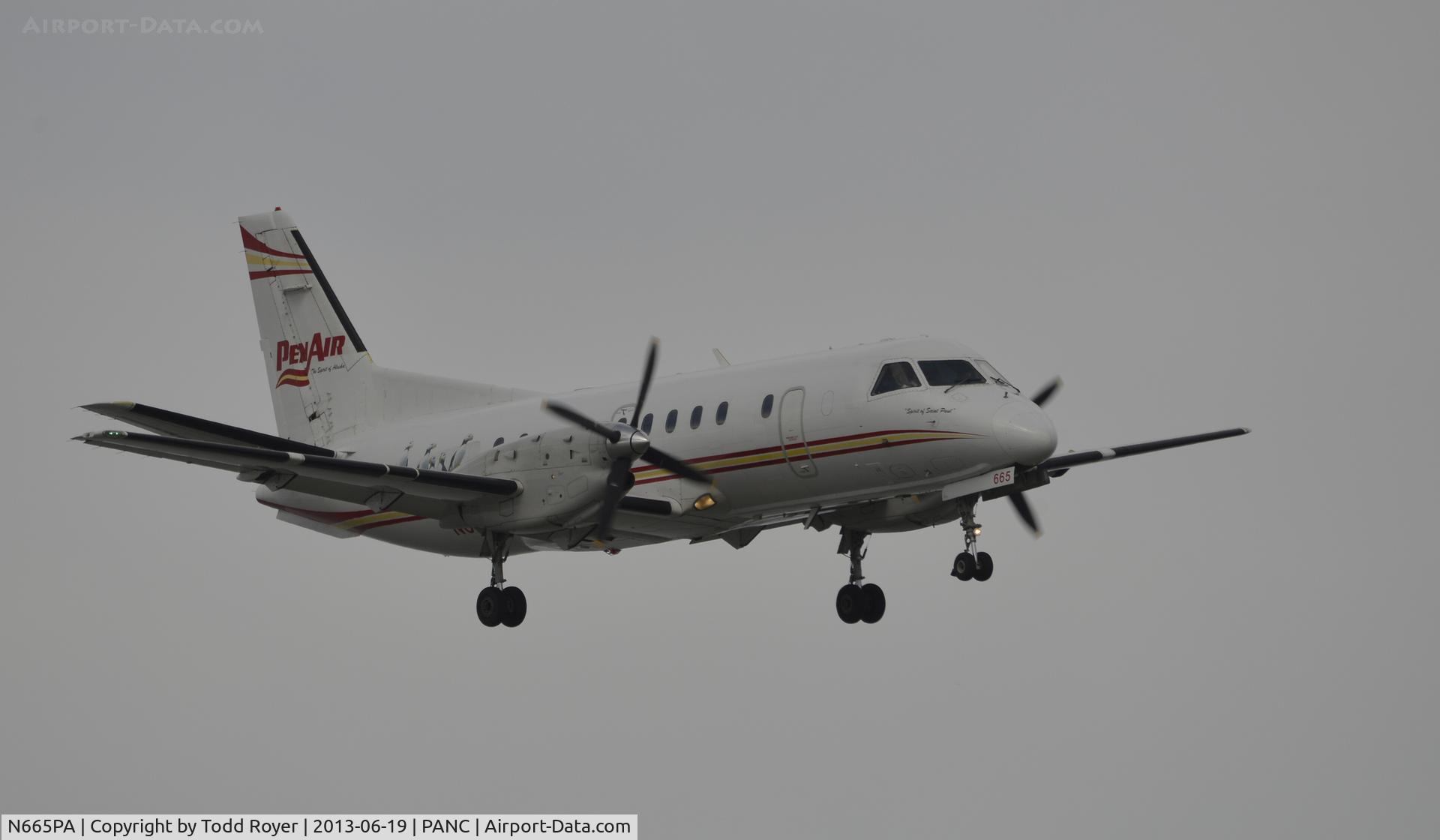 N665PA, 1990 Saab 340B C/N 340B-181, Arriving at Anchorage