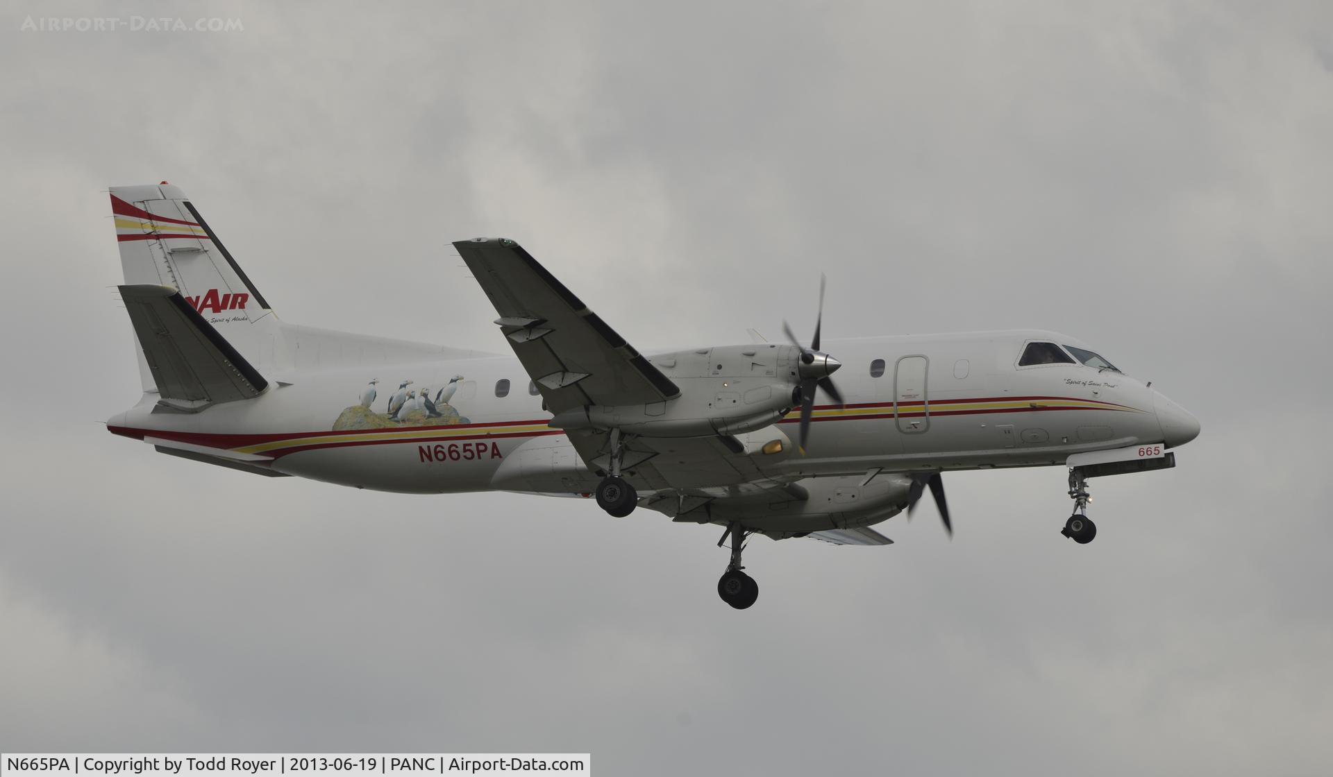 N665PA, 1990 Saab 340B C/N 340B-181, Arriving at Anchorage