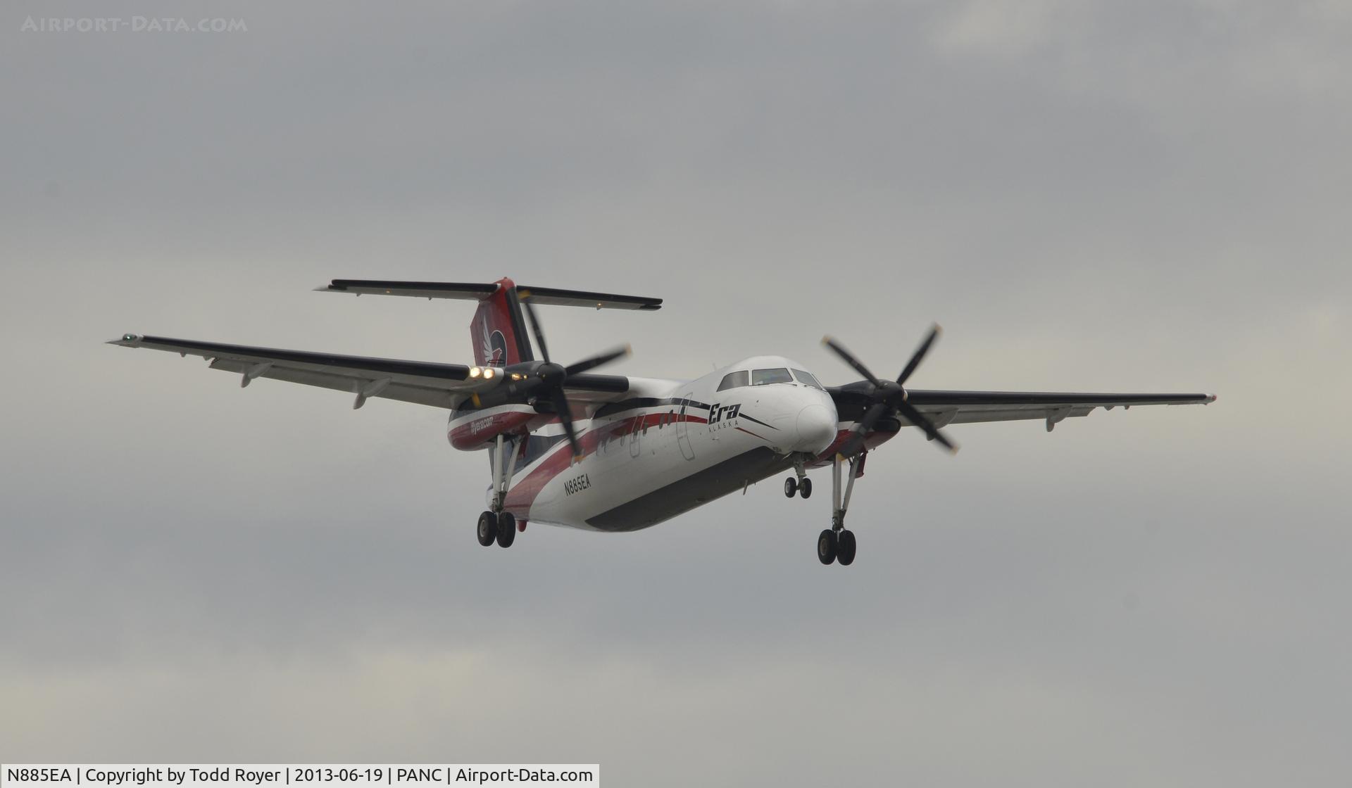 N885EA, 1992 De Havilland Canada DHC-8-106 Dash 8 C/N 341, Arriving at Anchorage