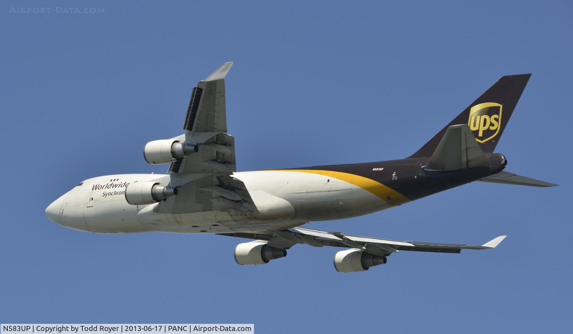N583UP, 1993 Boeing 747-4R7F C/N 25867, Departing Anchorage