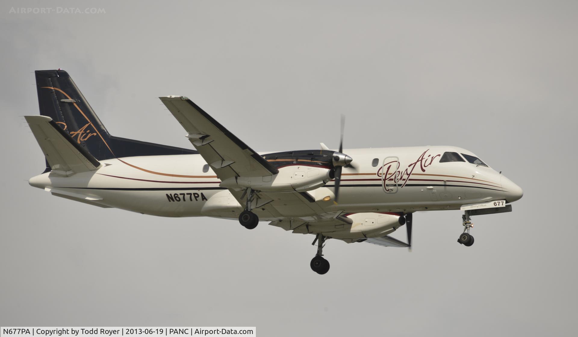 N677PA, 1992 Saab 340B C/N 340B-328, Arriving at Anchorage