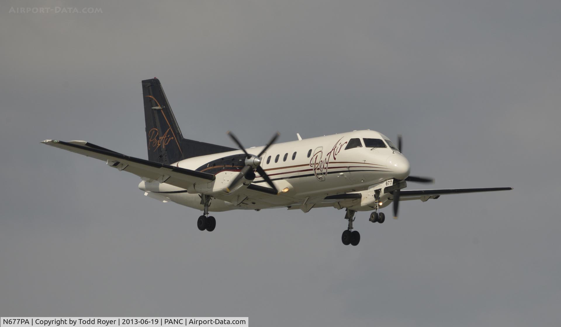 N677PA, 1992 Saab 340B C/N 340B-328, Arriving at Anchorage