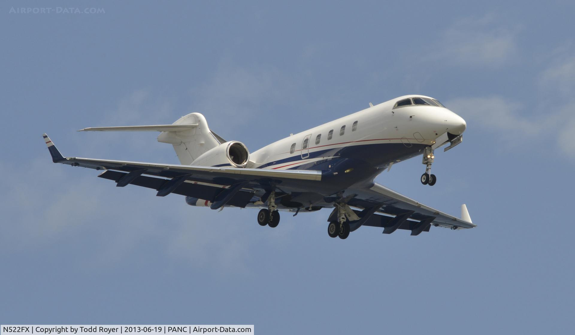 N522FX, 2005 Bombardier Challenger 300 (BD-100-1A10) C/N 20064, Arriving at Anchorage