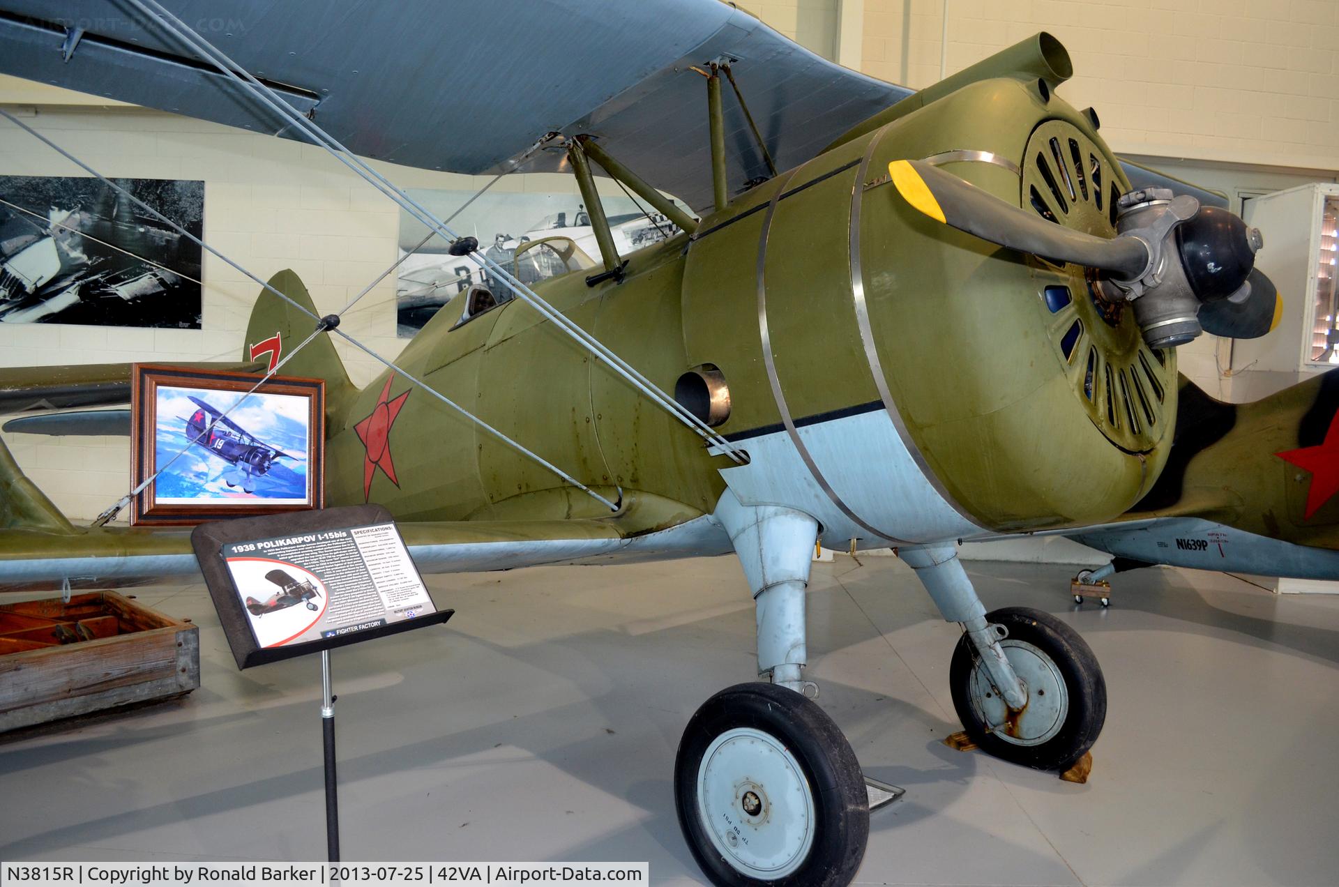 N3815R, 1938 Polikarpov I-15 BIS C/N 3994, Military Aviation Museum, Pungo, VA