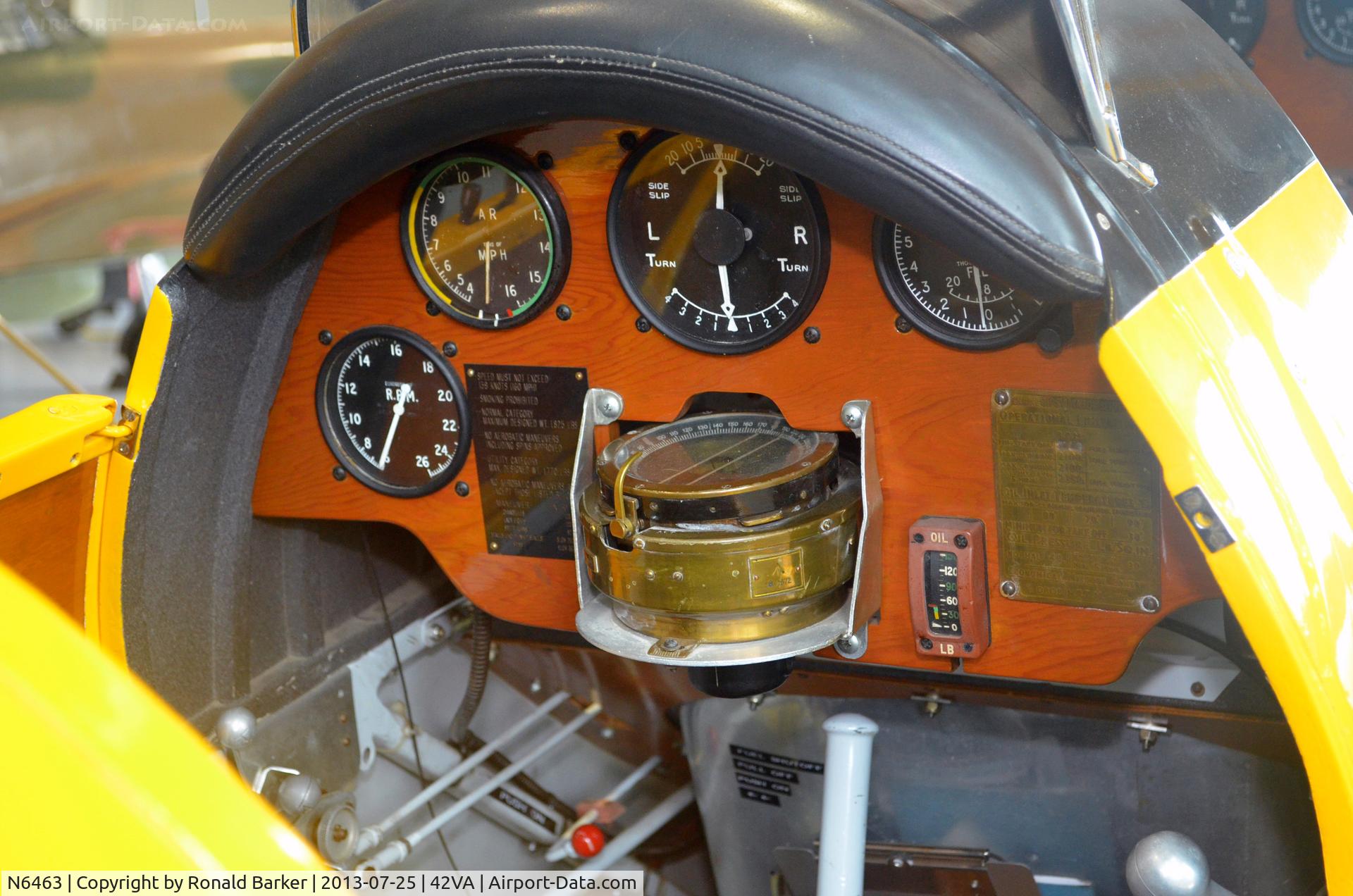 N6463, 1940 De Havilland DH-82A Tiger Moth II C/N 83230, Cockpit, Military Aviation Museum, Pungo, VA
