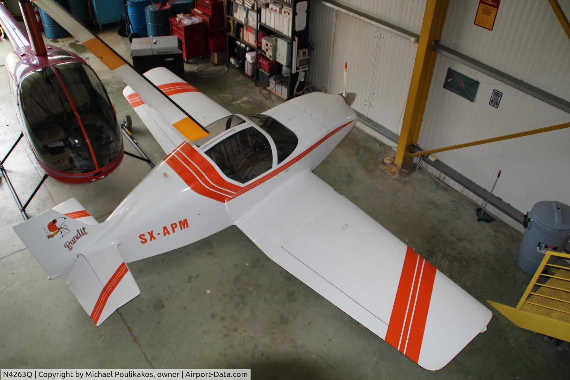 N4263Q, Rand Robinson KR-2 C/N 273, Ex N4263Q now Registered as SX APM in my heli hangar in Athens Greece.
Airplane is on static display since 1993.