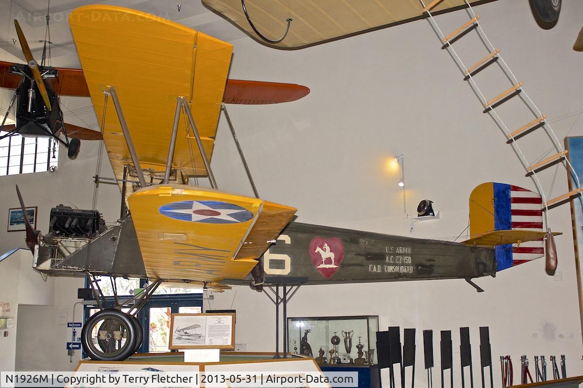 N1926M, Consolidated PT-1 C/N AC27150, San Diego Air & Space Museum, Balboa Park, San Diego, California
