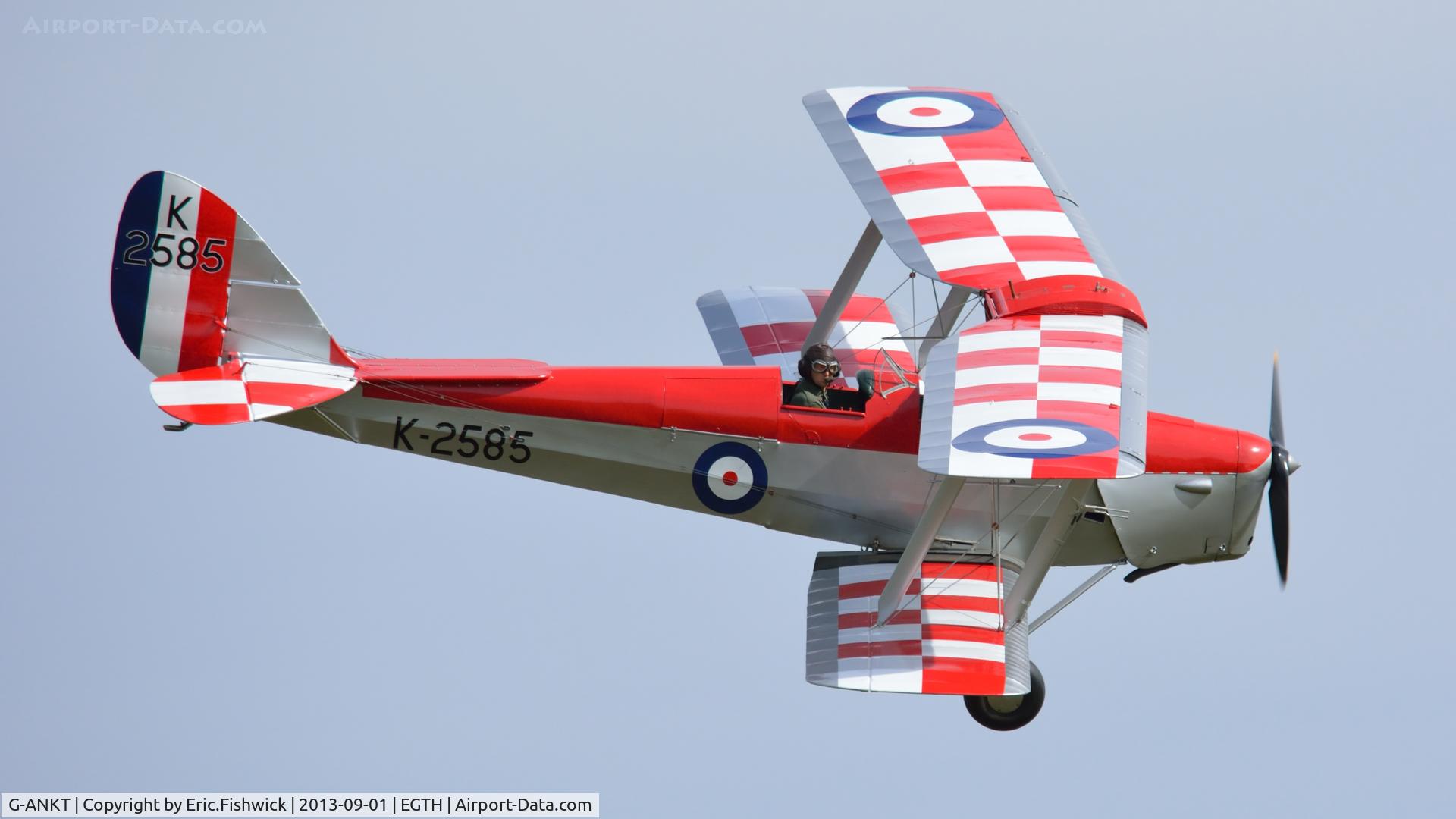 G-ANKT, 1942 De Havilland DH-82A Tiger Moth II C/N 85087, 42. G-ANKT in display mode at The Shuttleworth Collection's 50th Anniversary Pagent Flying Day, September 2013.