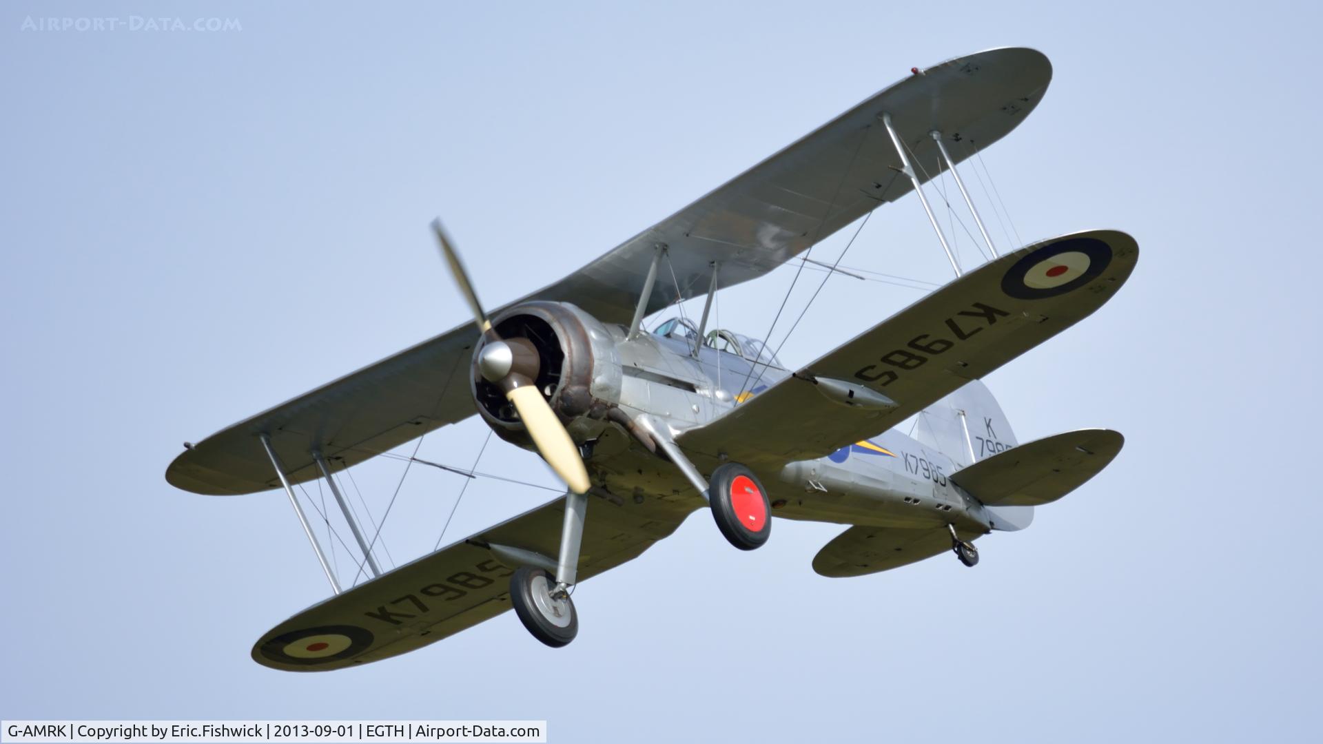 G-AMRK, 1937 Gloster Gladiator Mk1 C/N [L8032], 44. K7985 in display mode at The Shuttleworth Collection's 50th Anniversary Pagent Flying Day, September 2013.