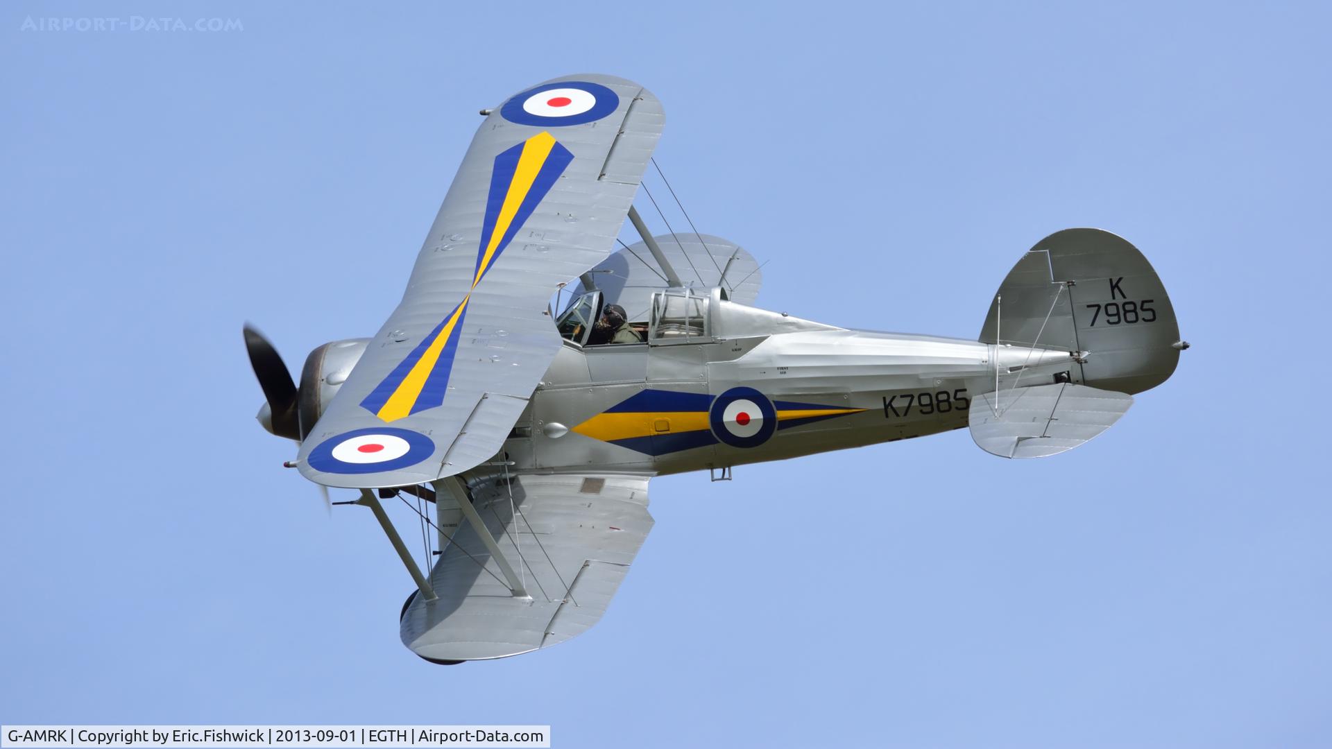 G-AMRK, 1937 Gloster Gladiator Mk1 C/N [L8032], 41. K7985 in display mode at The Shuttleworth Collection's 50th Anniversary Pagent Flying Day, September 2013.