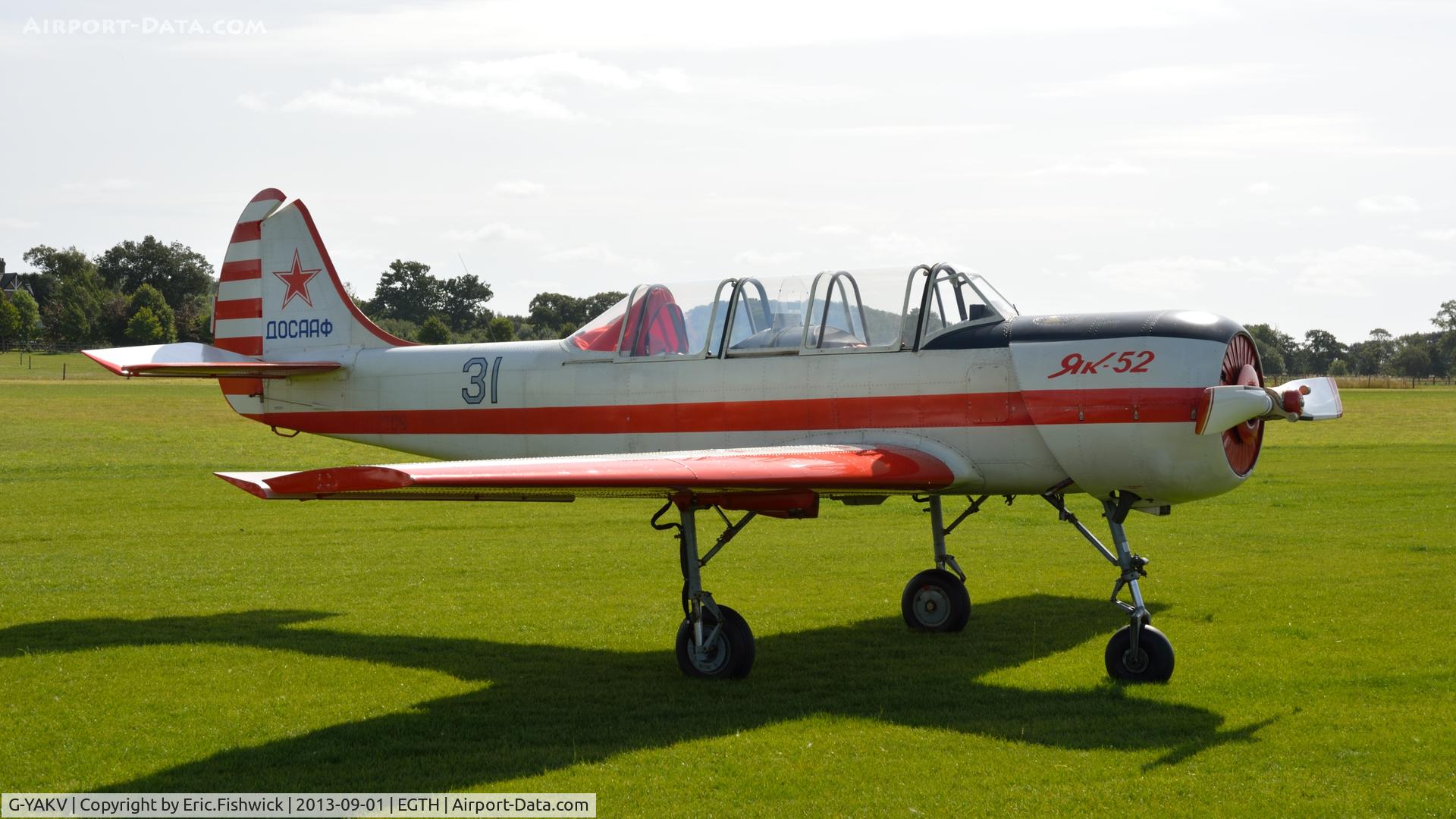 G-YAKV, 1991 Yakovlev (Aerostar) Yak-52 C/N 9111311, 3. G-YAKV at The Shuttleworth Collection's 50th Anniversary Pagent Flying Day, September 2013.