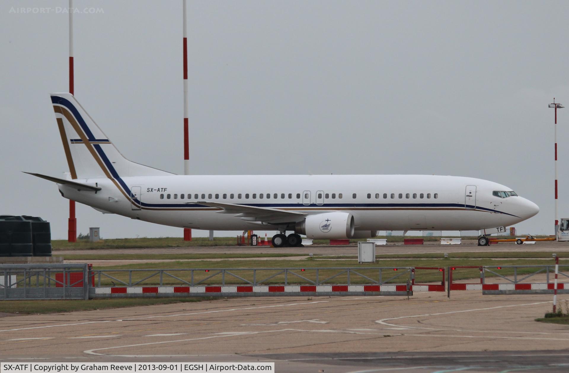 SX-ATF, 1992 Boeing 737-406 C/N 25423, Parked at Norwich.