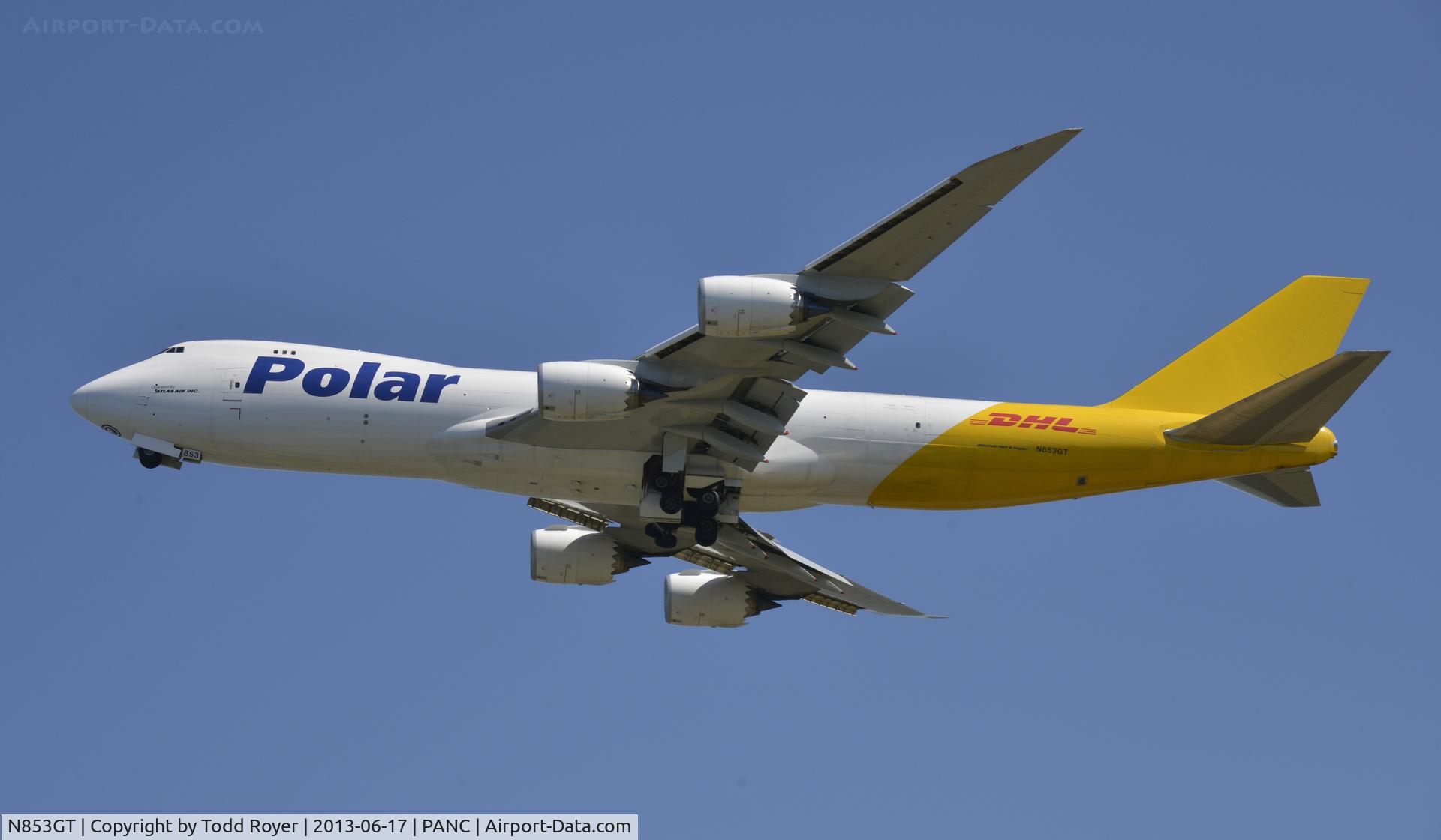 N853GT, 2012 Boeing 747-87UF C/N 37572, Departing Anchorage