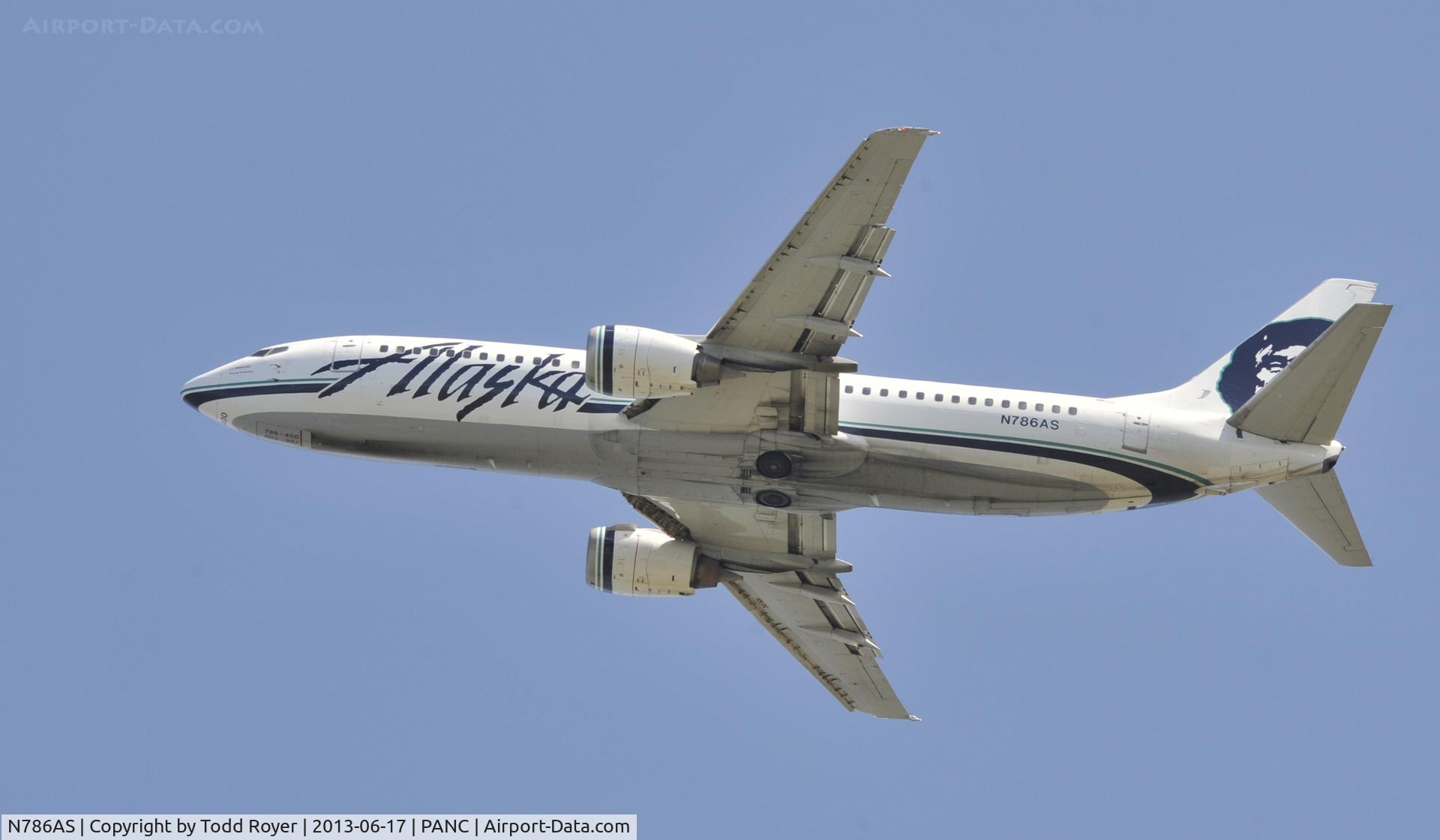 N786AS, 1990 Boeing 737-4S3 C/N 24795, Departing Anchorage