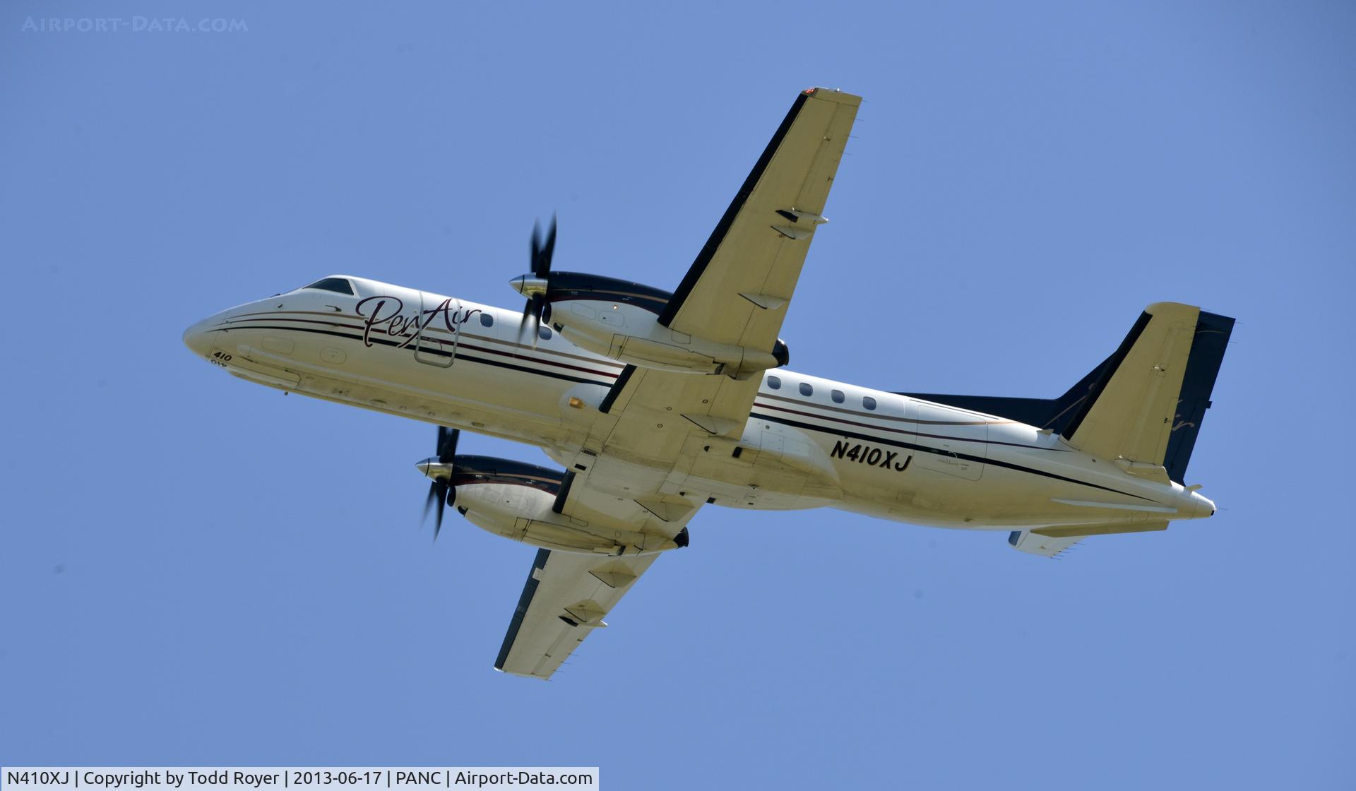 N410XJ, 1997 Saab 340B C/N 340B-410, Departing Anchorage