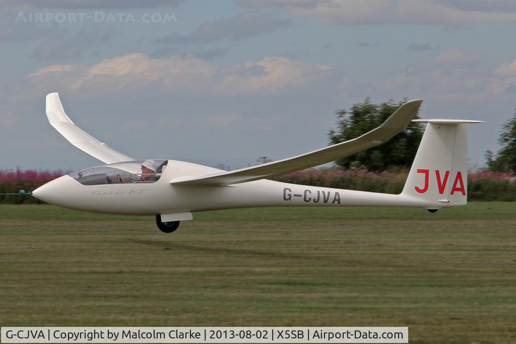 G-CJVA, 2000 Schempp-Hirth Ventus 2cT C/N 66, Schempp-Hirth Ventus 2CT being launched for a cross country flight during The Northern Regional Gliding Competition, Sutton Bank, North Yorks, August 2nd 2013.