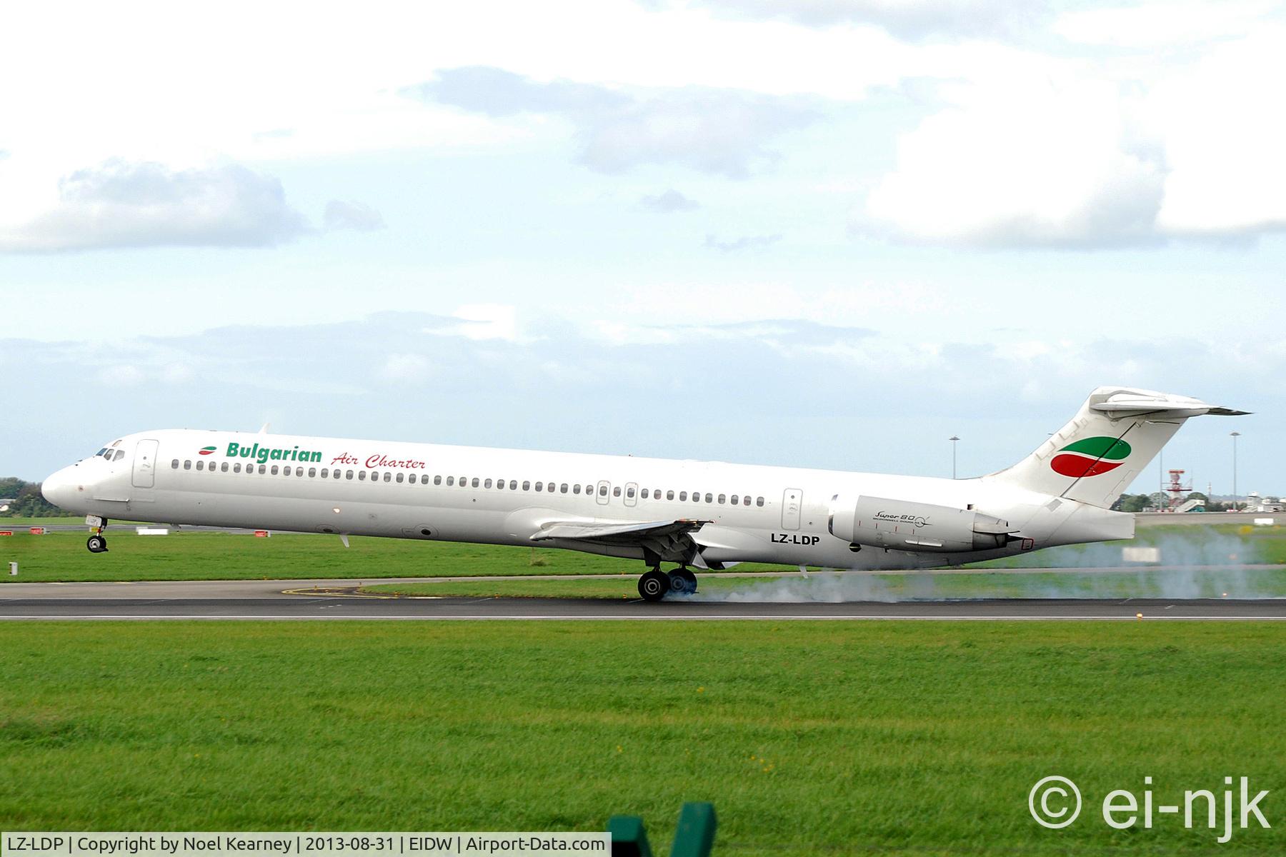 LZ-LDP, 1990 McDonnell Douglas MD-82 (DC-9-82) C/N 49973, Landing Rwy 28 at Dublin.