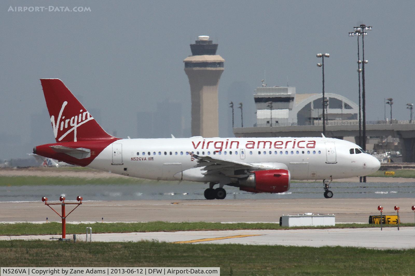 N526VA, 2008 Airbus A319-112 C/N 3347, At DFW Airport
