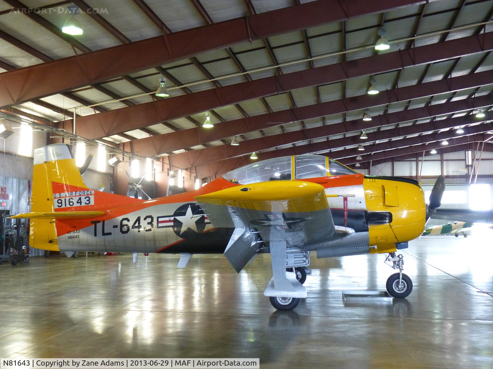 N81643, 1949 North American T-28A Trojan C/N 159-155 (49-1643), In the CAF hangar at Midland International