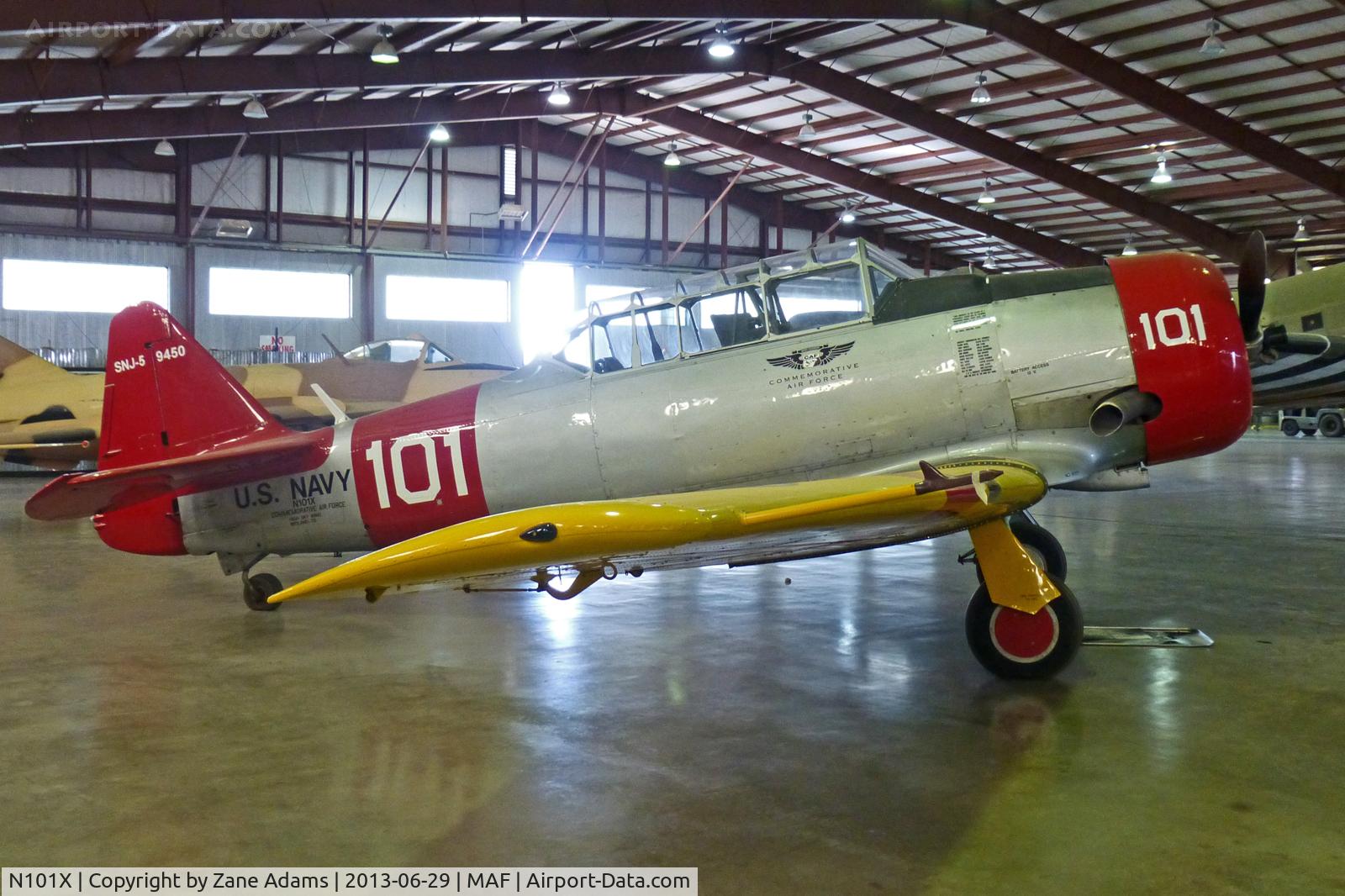 N101X, North American SNJ-5 Texan C/N 88-9450, In the CAF hangar at Midland International